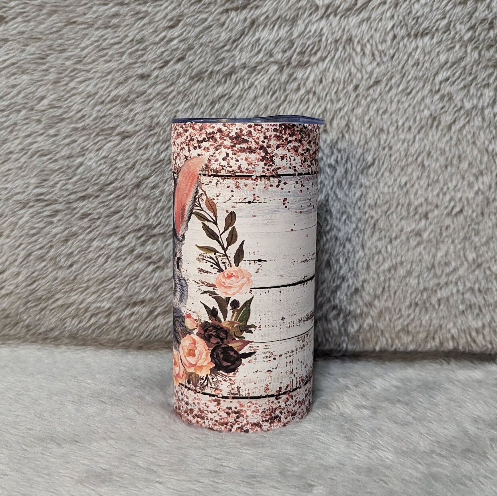 Kids Bunny Tumbler 15oz With Reusable Straw, Can Be Personalized