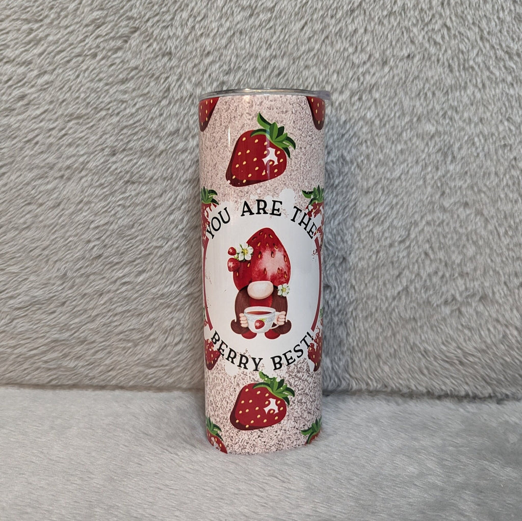 Strawberry Gnome Tumbler 20oz With Reusable Straw