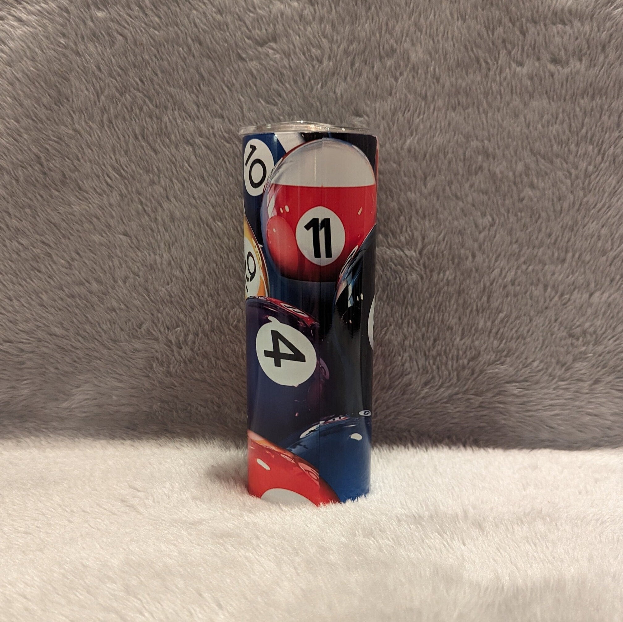 Stylish Pool Ball Tumbler 20oz With Reusable Straw, Can Be Personalized