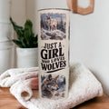 Just A Girl Who Loves Wolves Tumbler 20oz With Reusable Straw