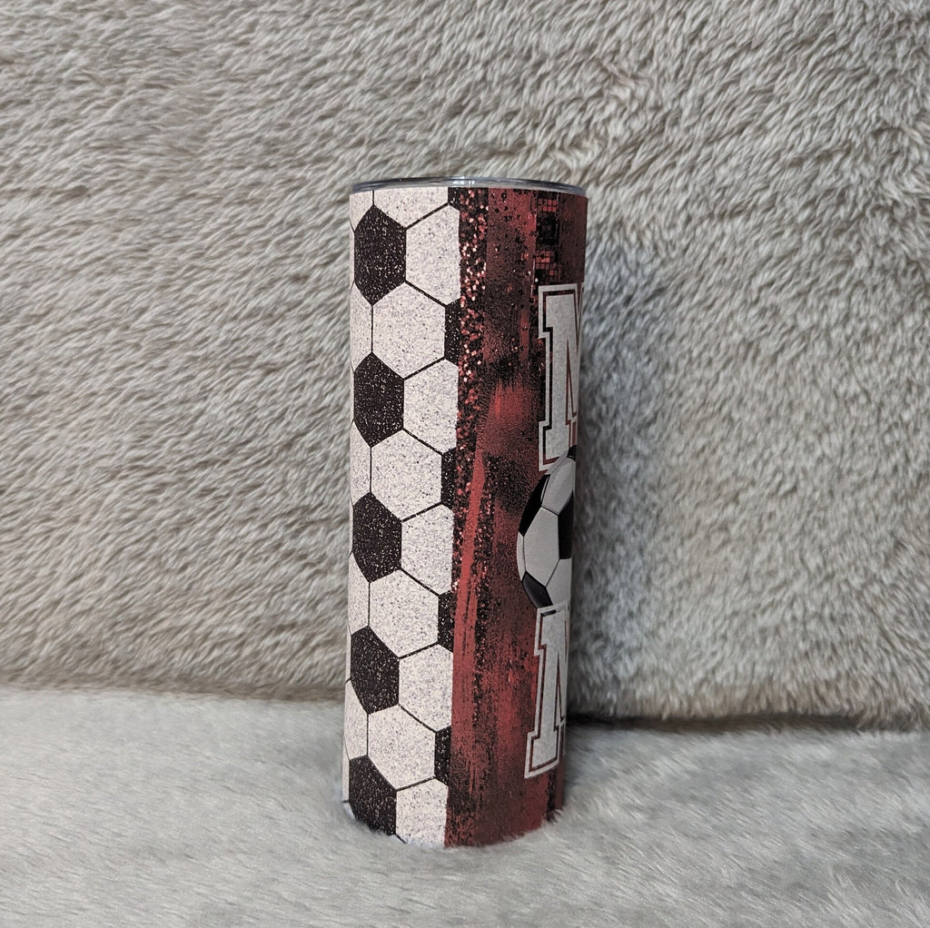 Soccer Mom Tumbler with a Glitter Design 20oz With Reusable Straw