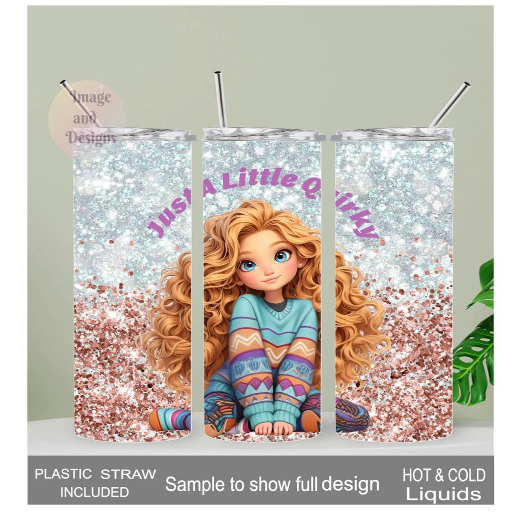 Quirky Girl Tumbler 20oz With Reusable Straw, Can Be Personalized
