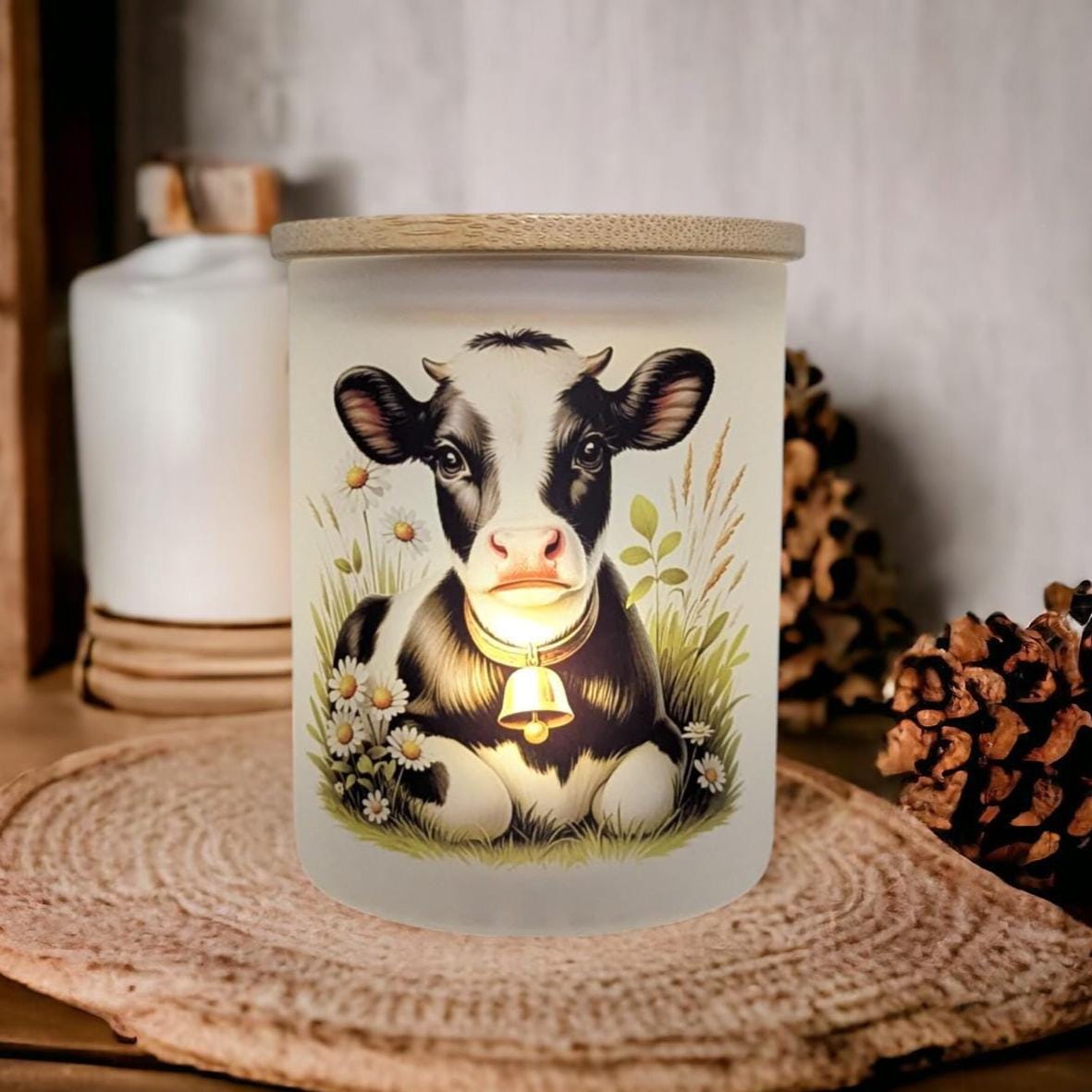 Cow Candle Holder With A Battery Operated Flickering Tea Light