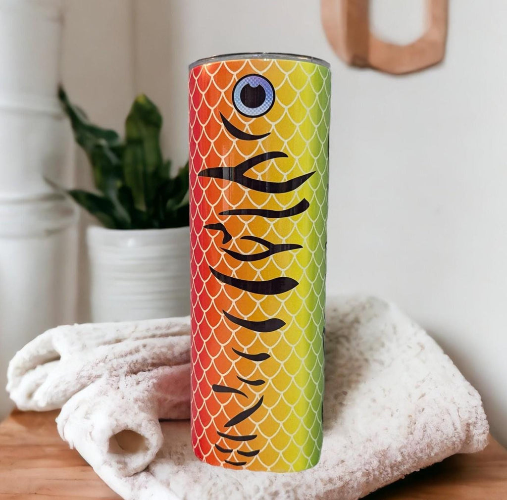 Fishing Lure Tumbler 20oz With Reusable Straw, Can Be Personalized