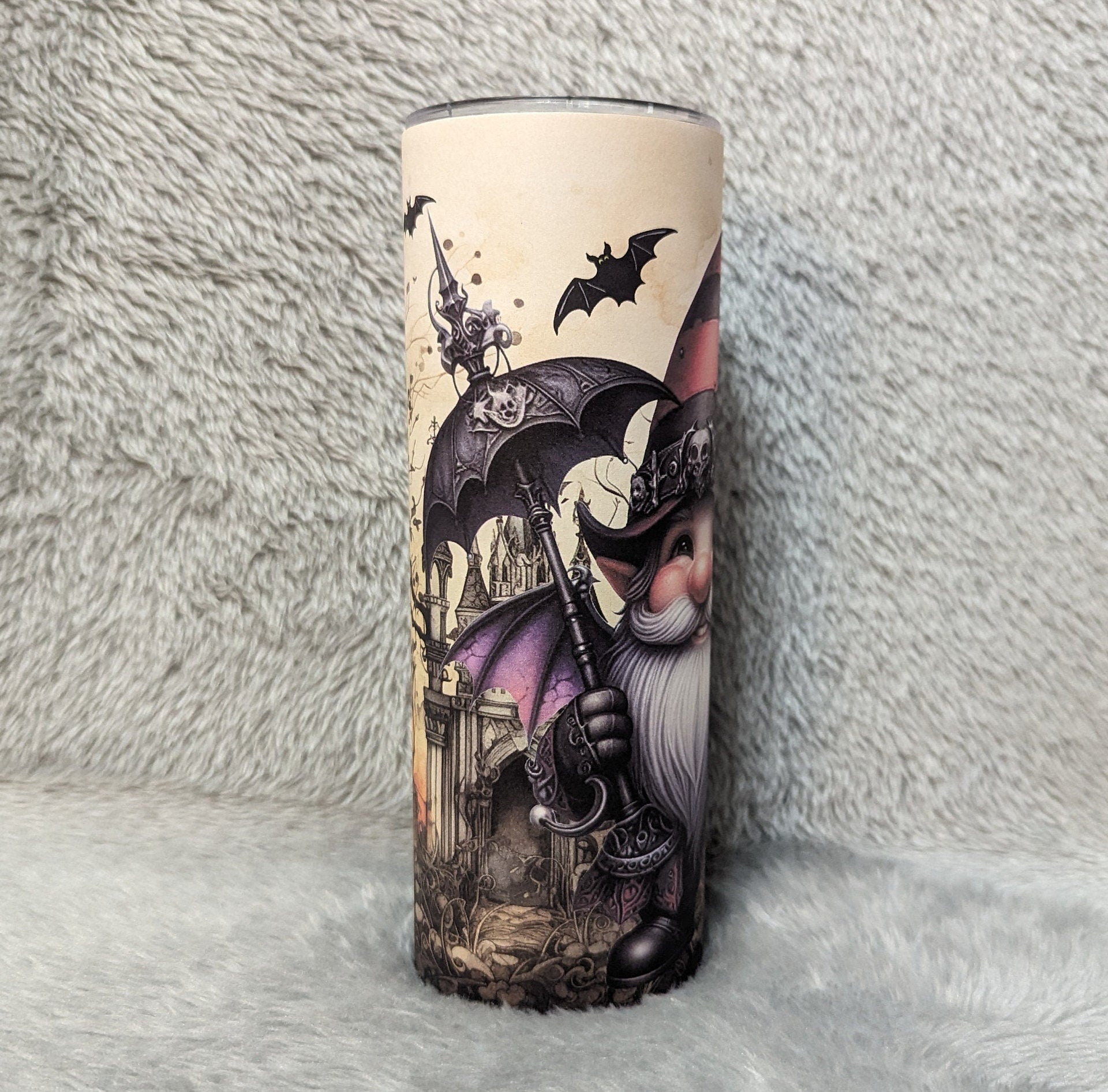 Gothic Gnome Tumbler 20oz With Reusable Straw, Can Be Personalized
