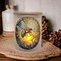 Bee Candle Holder With A Battery Operated Flickering Tea Light and A Stained Glass Design