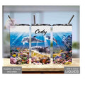 Kids Dolphin Tumbler 15oz With Reusable Straw, Can Be Personalized