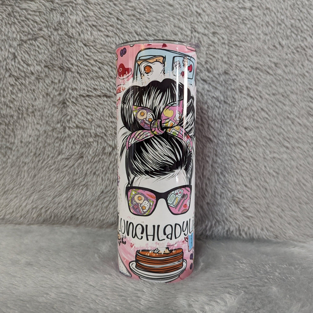 Lunch Lady Tumbler 20oz With Reusable Straw, Can Be Personalized