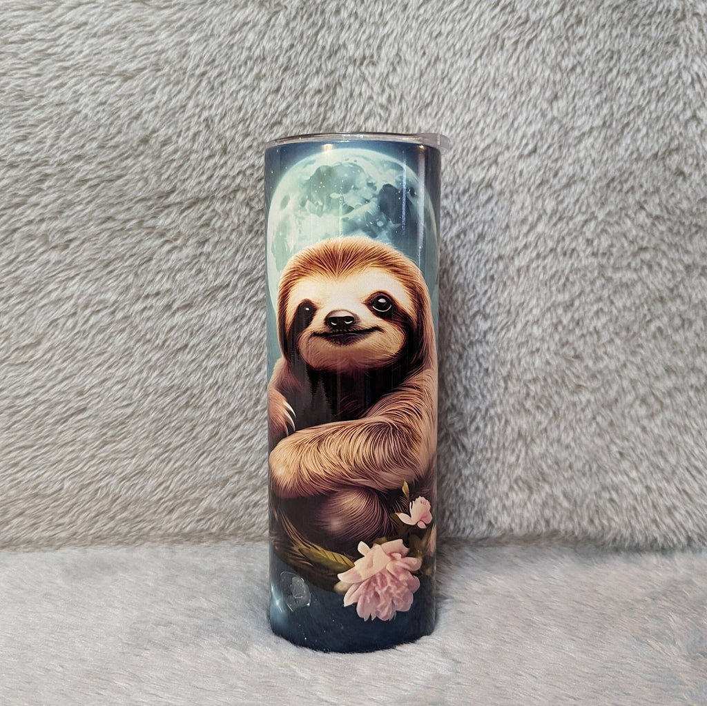 Sloth Tumbler 20oz With Reusable Straw, Can Be Personalized