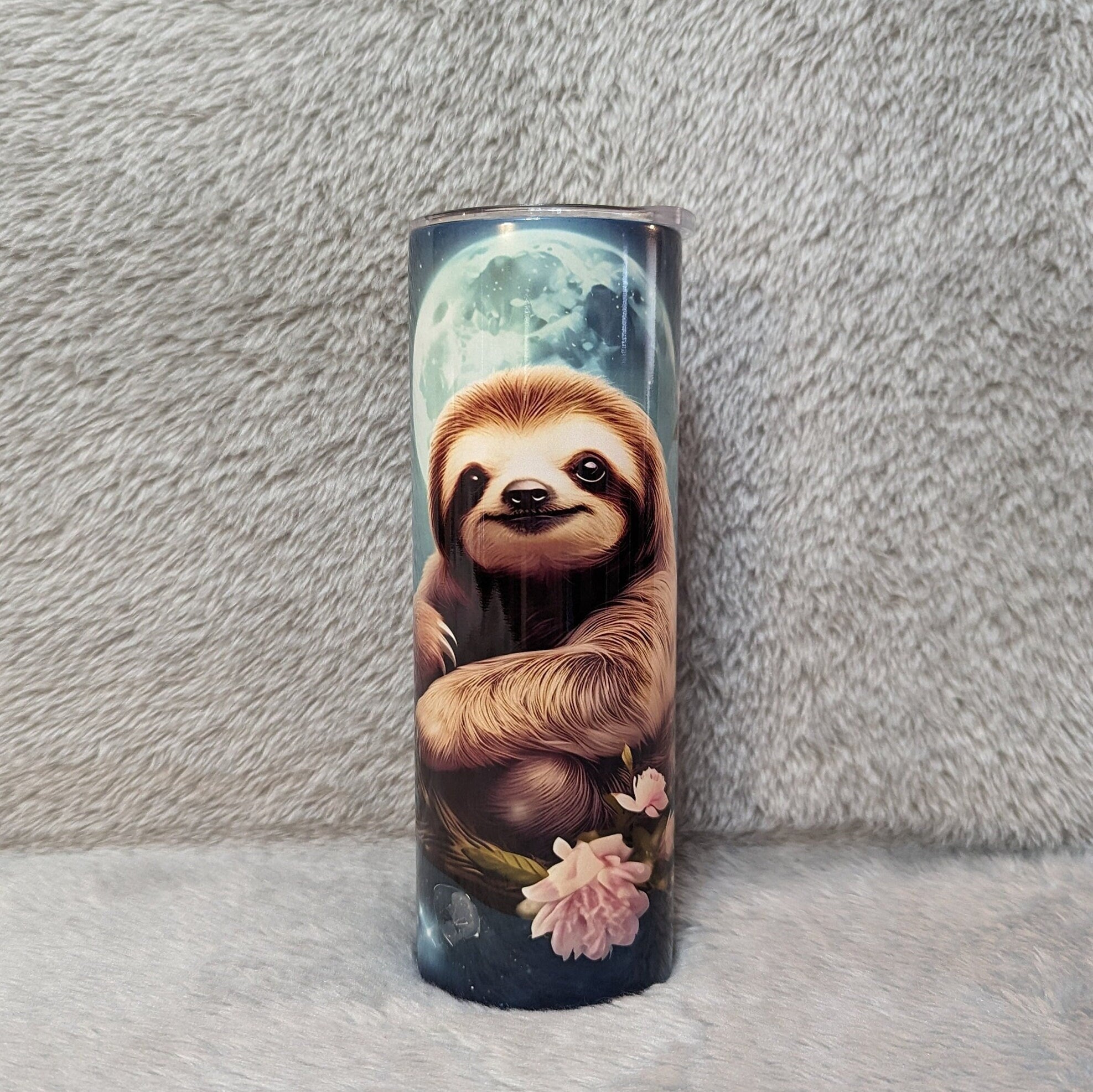 Sloth Tumbler 20oz With Reusable Straw, Can Be Personalized
