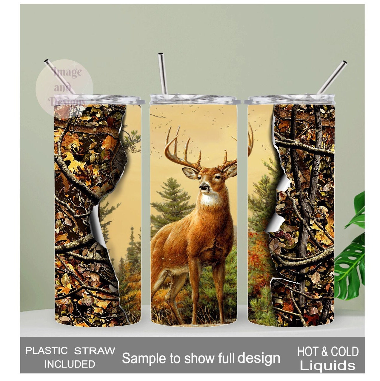 Buck Tumbler 20oz With Reusable Straw, Can Be Personalized