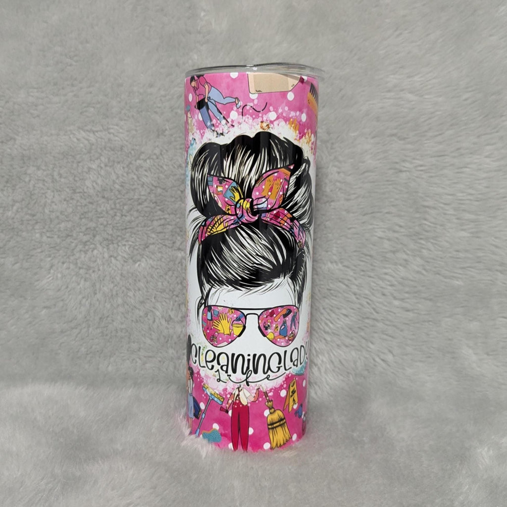 Cleaning Lady Tumbler 20oz With Reusable Straw, Can Be Personalized
