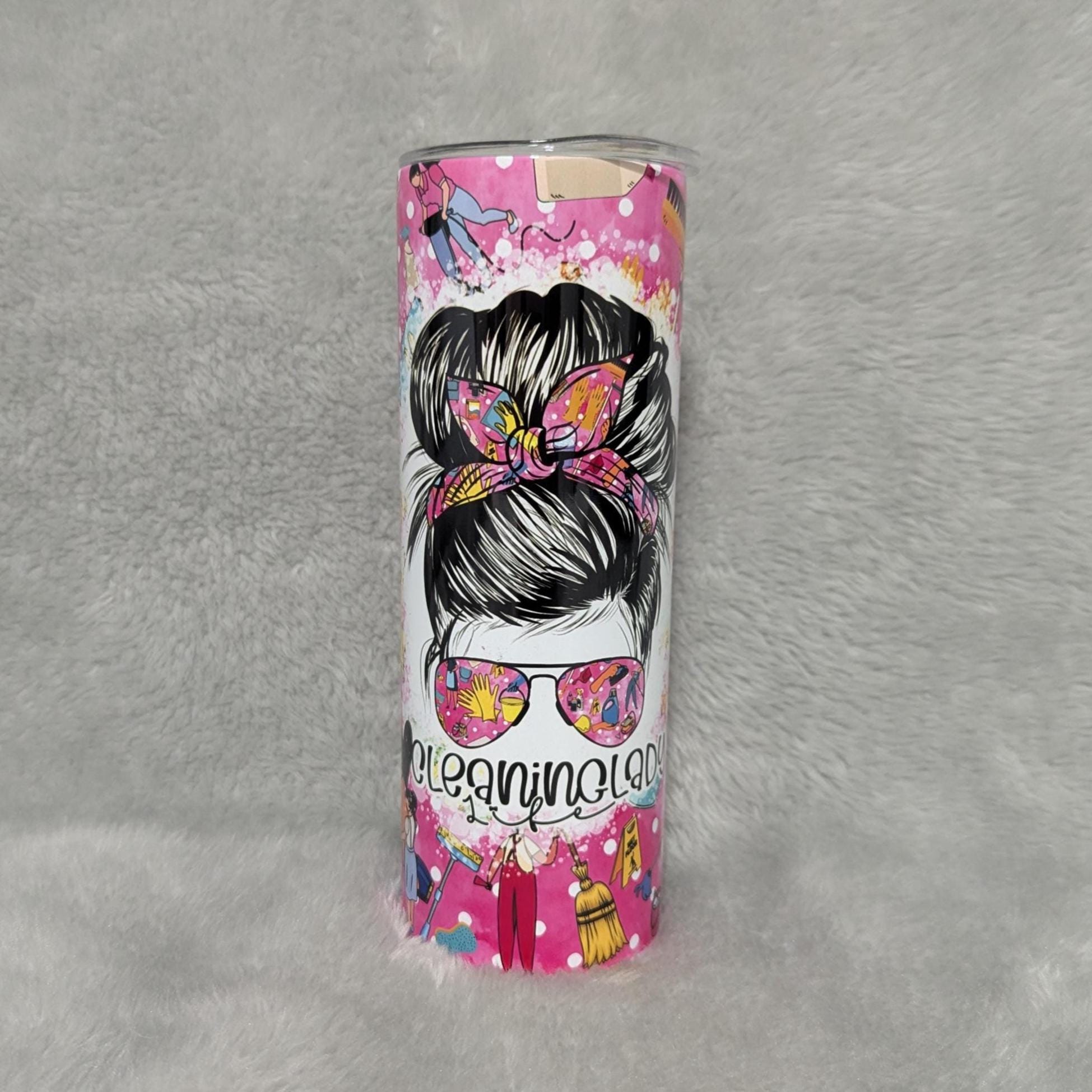 Cleaning Lady Tumbler 20oz With Reusable Straw, Can Be Personalized