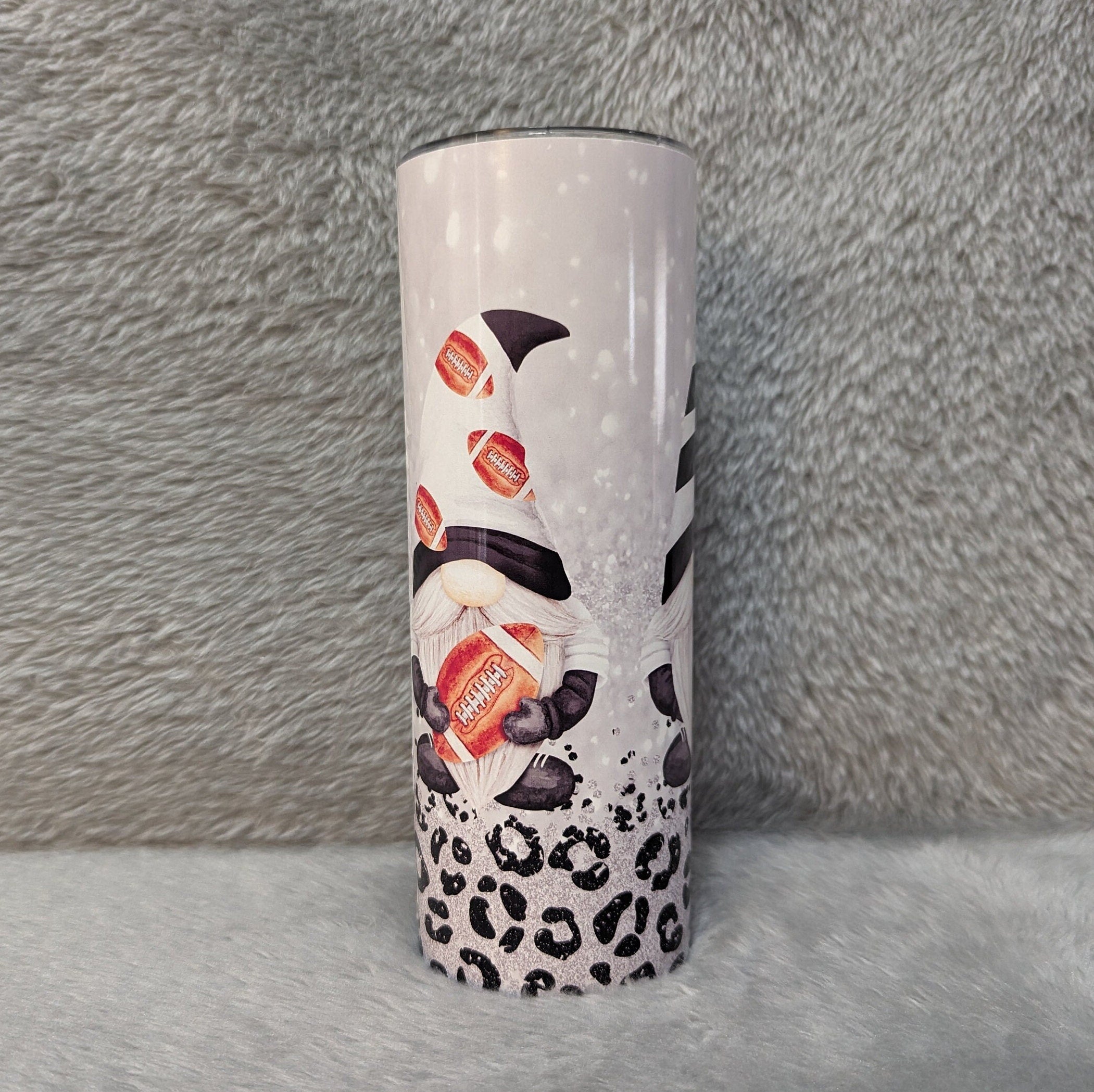 Football Gnome Tumbler 20oz With Reusable Straw, Can Be Personalized