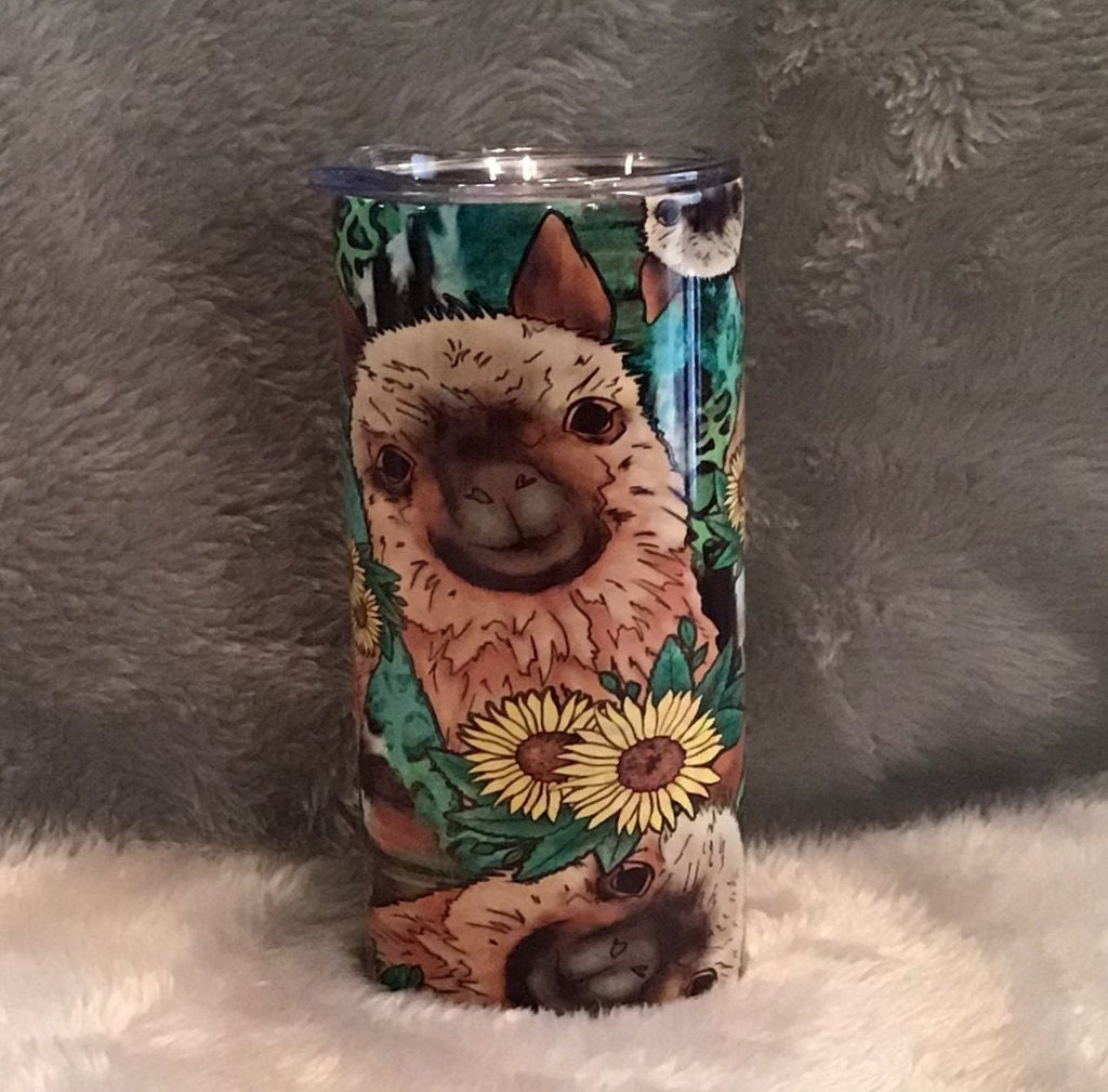 Llama Tumbler 15oz With Reusable Straw, Can Be Personalized