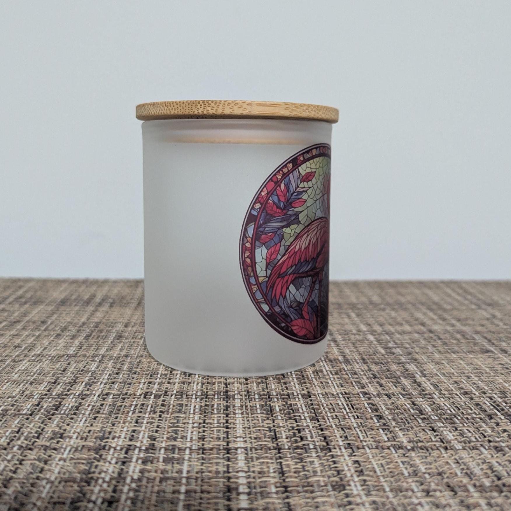 Pink Flamingo Candle Holder With A Stained Glass Design, Includes A Battery Operated Flickering Tea Light