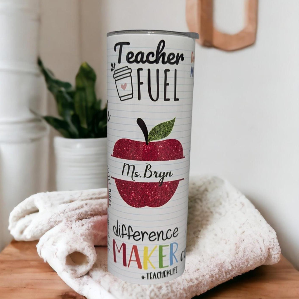 Personalized Teacher Tumbler 20oz With Reusable Straw, Can Be Personalized