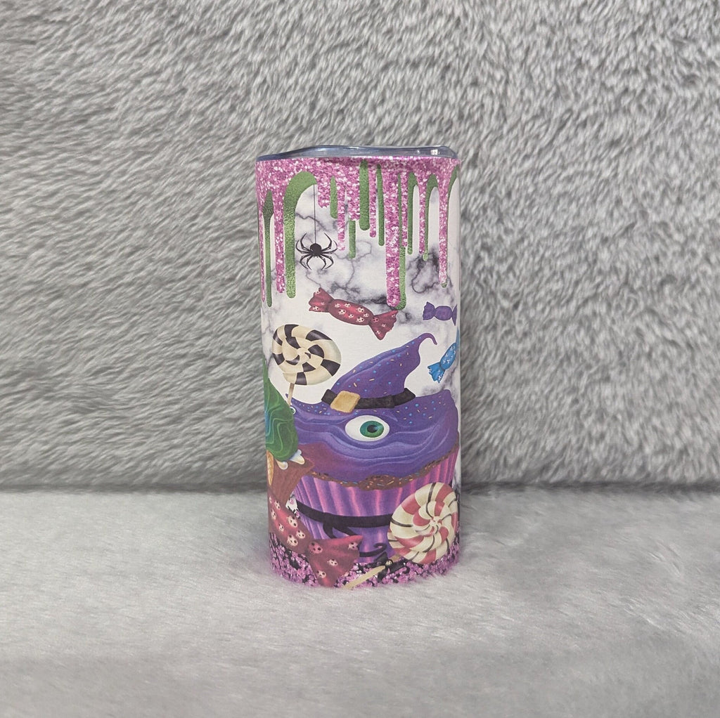 Kids Halloween Monster Cupcake Tumbler 15oz With Reusable Straw, Can Be Personalized