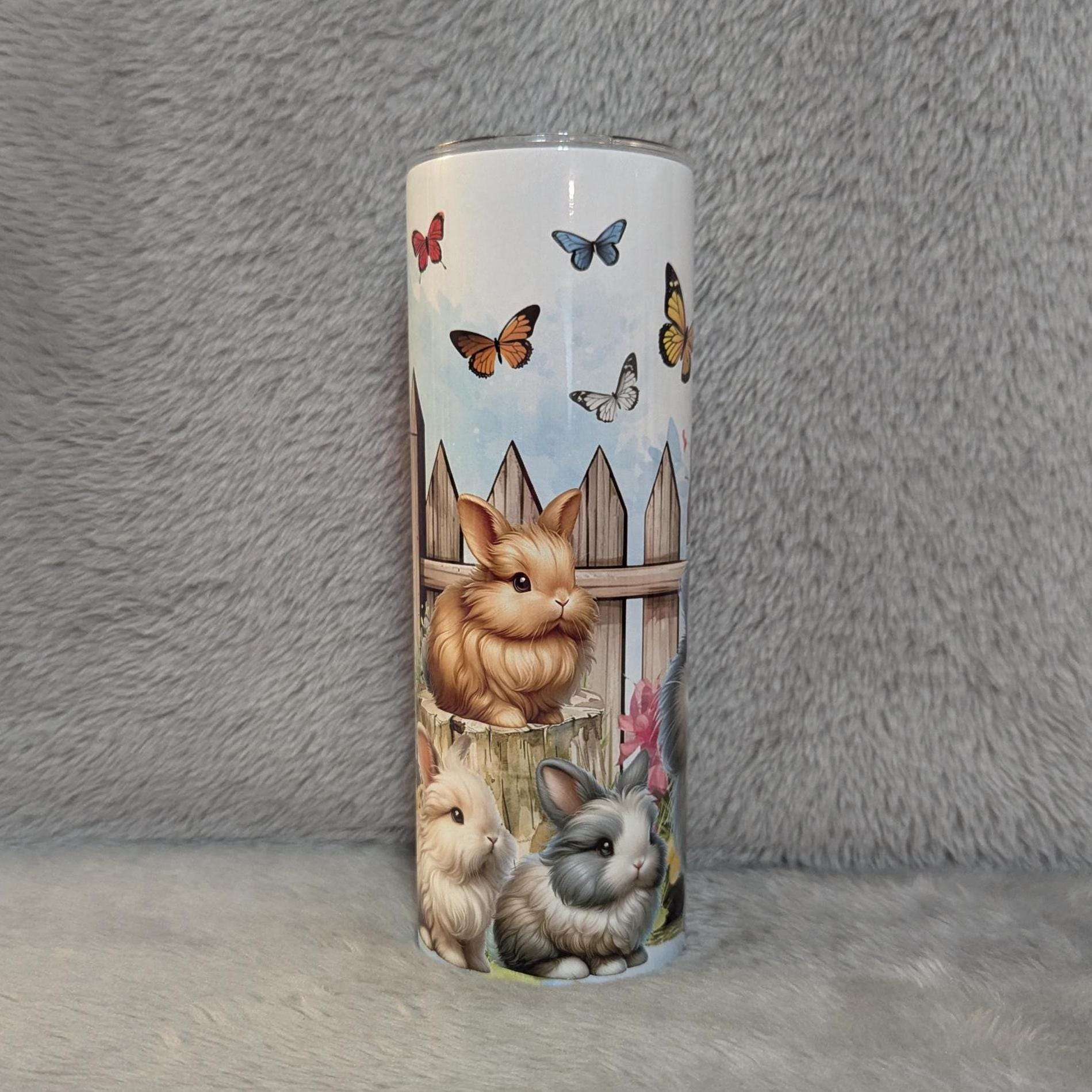 Bunny Rabbit Tumbler 20oz With Reusable Straw, Can Be Personalized