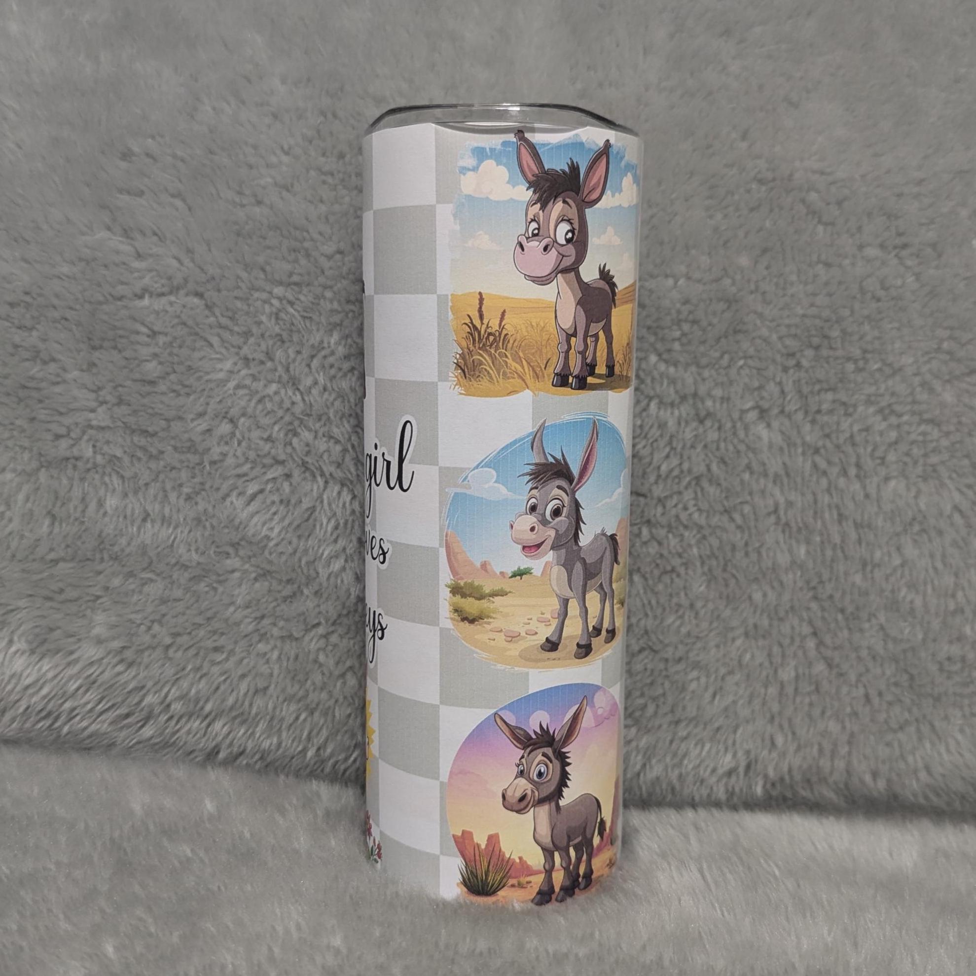 Juat A Girl Who Loves Donkeys Tumbler 20oz With Reusable Straw