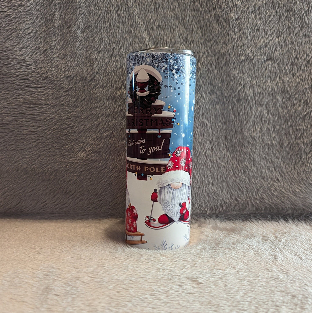 Skiing Gnomes Tumbler 20oz With Reusable Straw