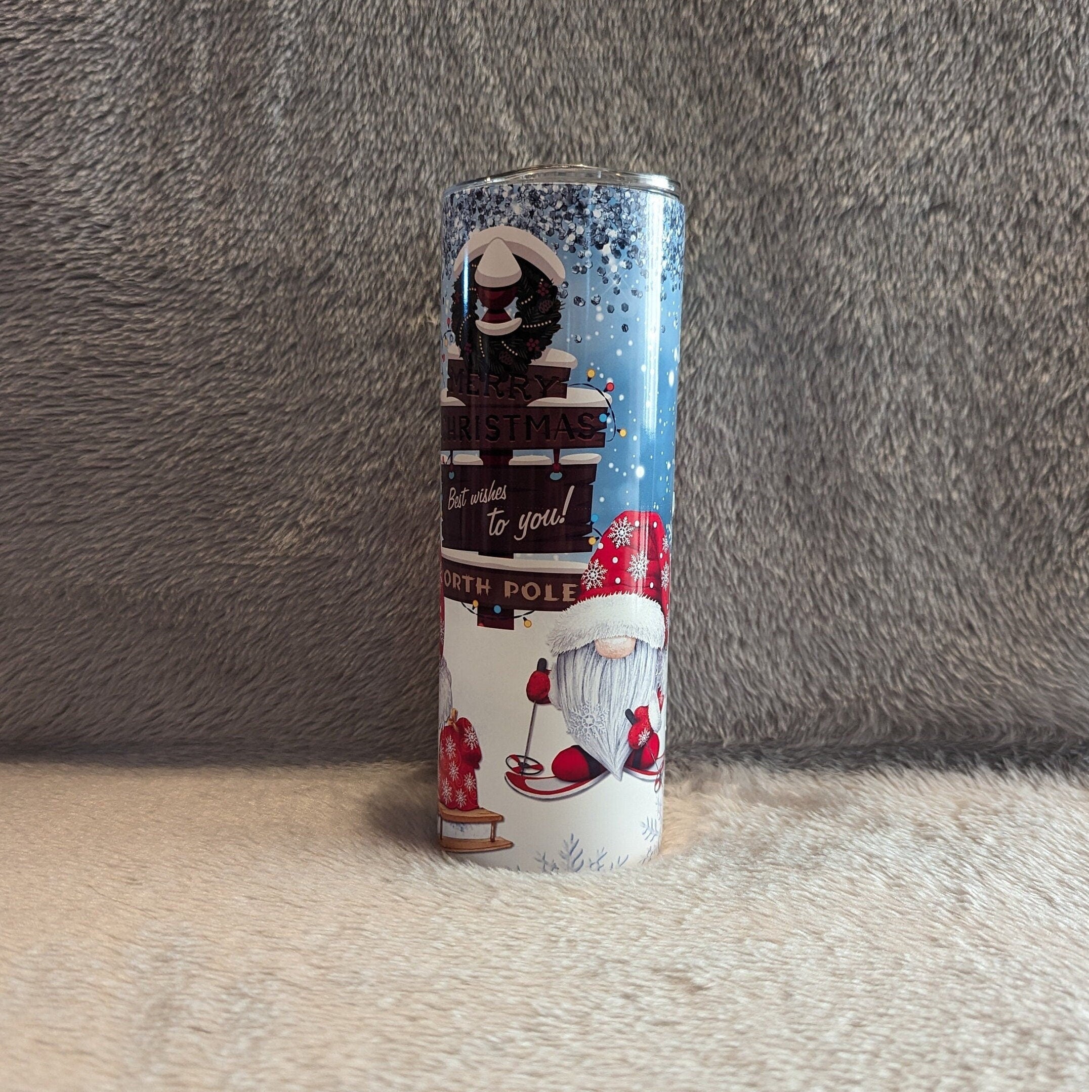 Skiing Gnomes Tumbler 20oz With Reusable Straw