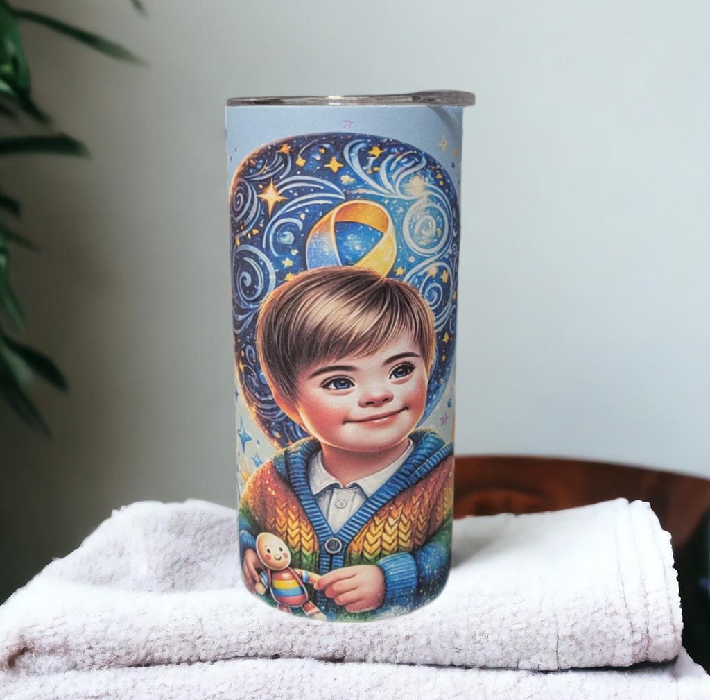 Kids Down Syndrome Awareness Tumbler 15oz With Reusable Straw, Can Be Personalized