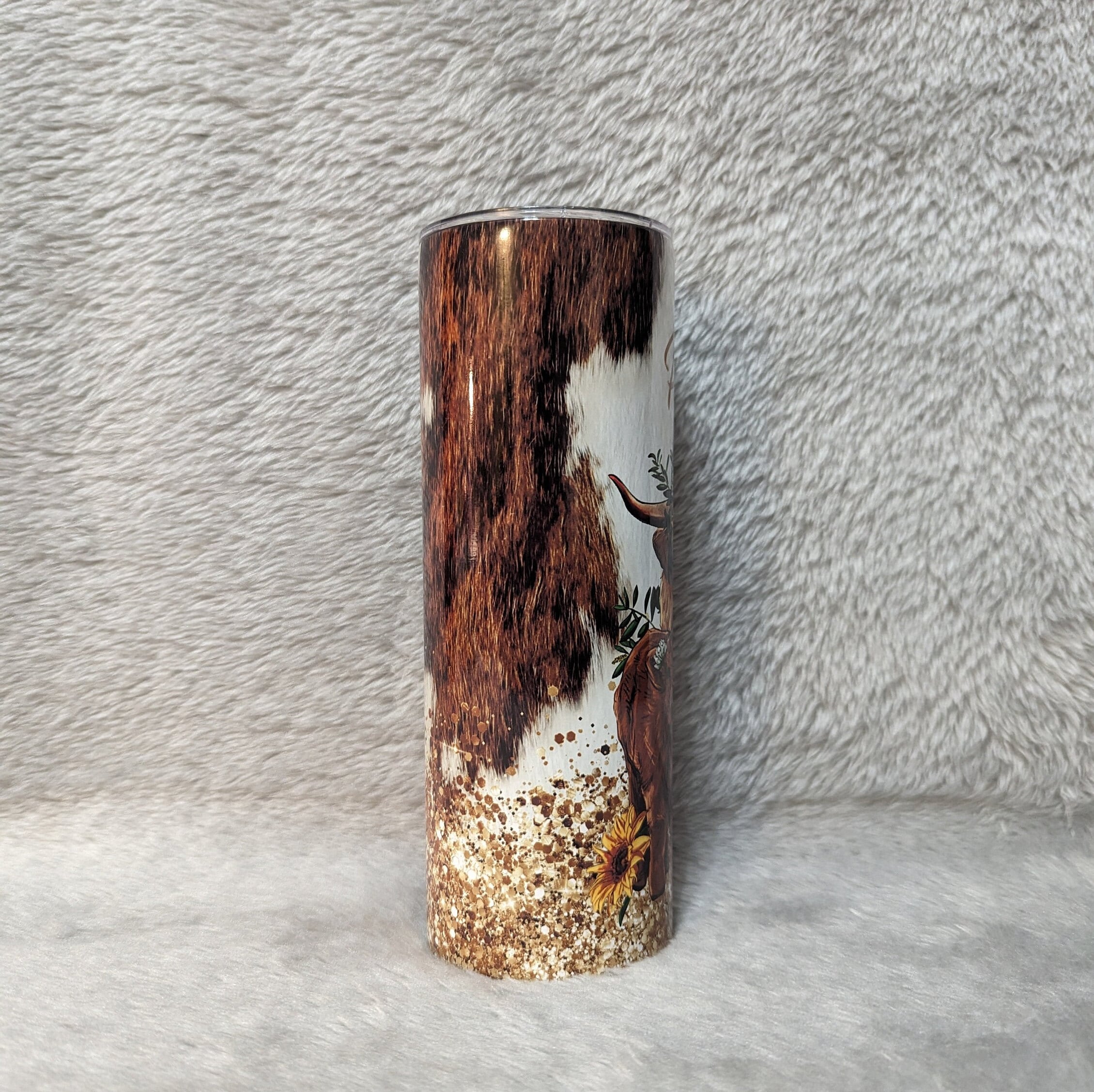Highland Cow With Calves Tumbler 20oz With Reusable Straw, Can Be Personalized