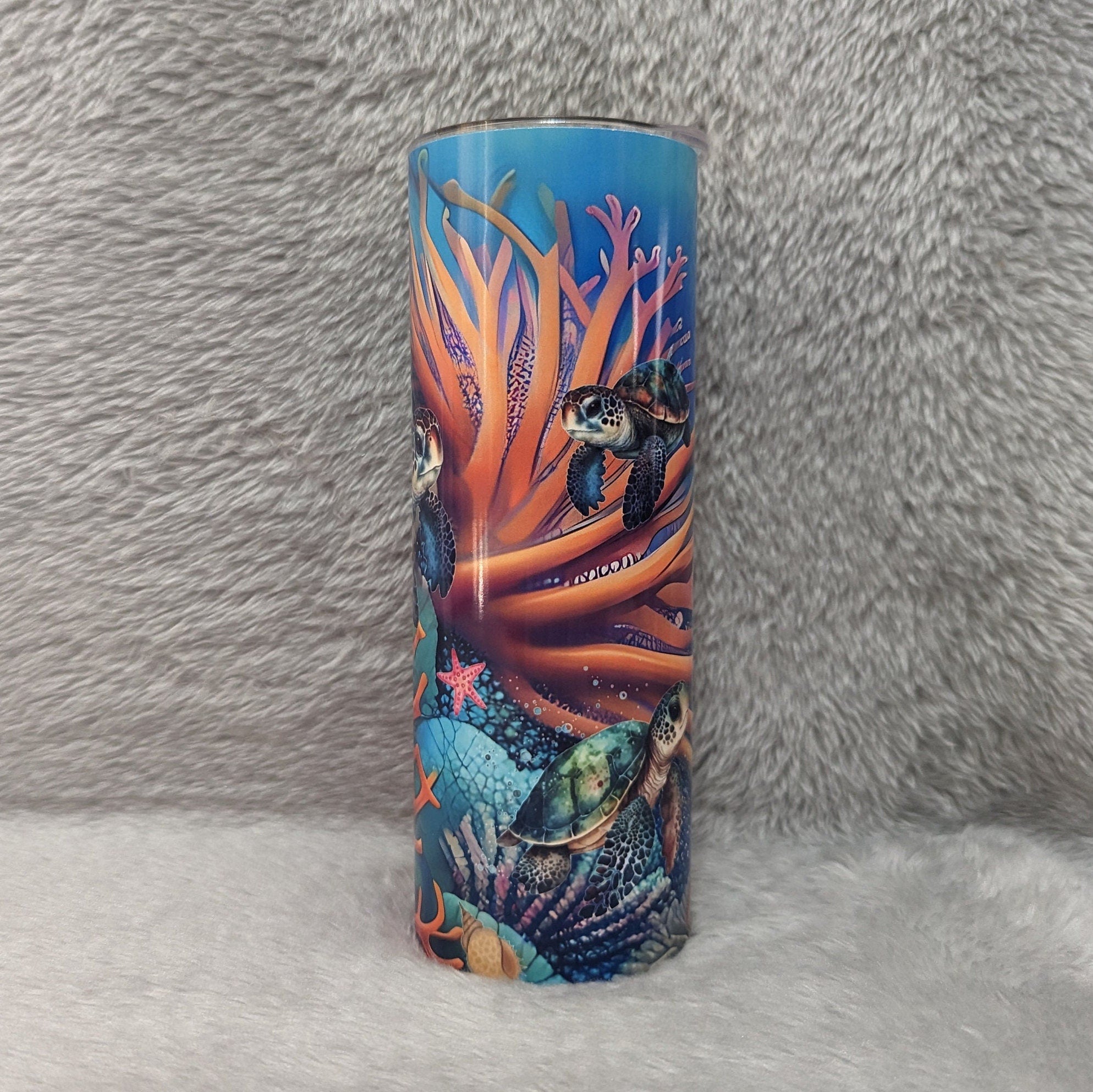 Sea Turtle Tumbler 20oz With Reusable Straw, Can Be Personalized