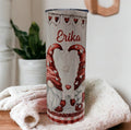 Pretty Gnome Tumbler With Gnomes and The Word LOVE 20oz With Reusable Straw, Can Be Personalized