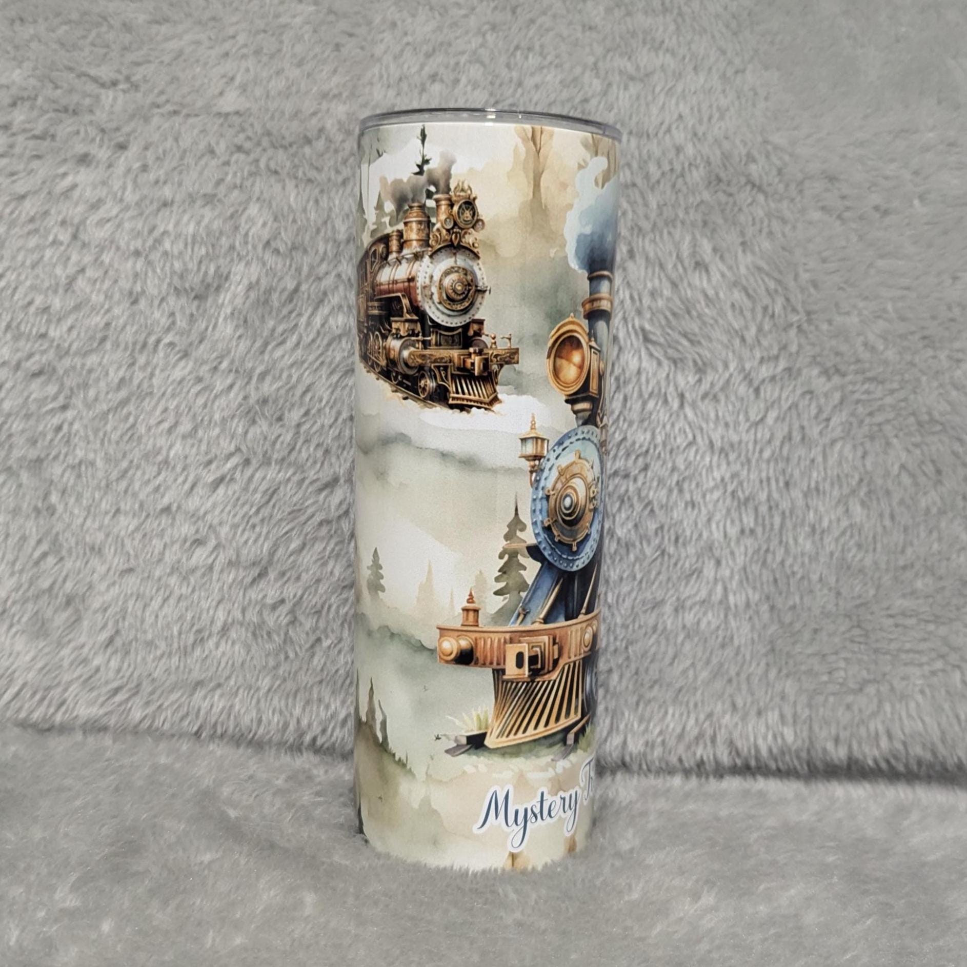 Train Tumbler 20oz With Reusable Straw, Can Be Personalized