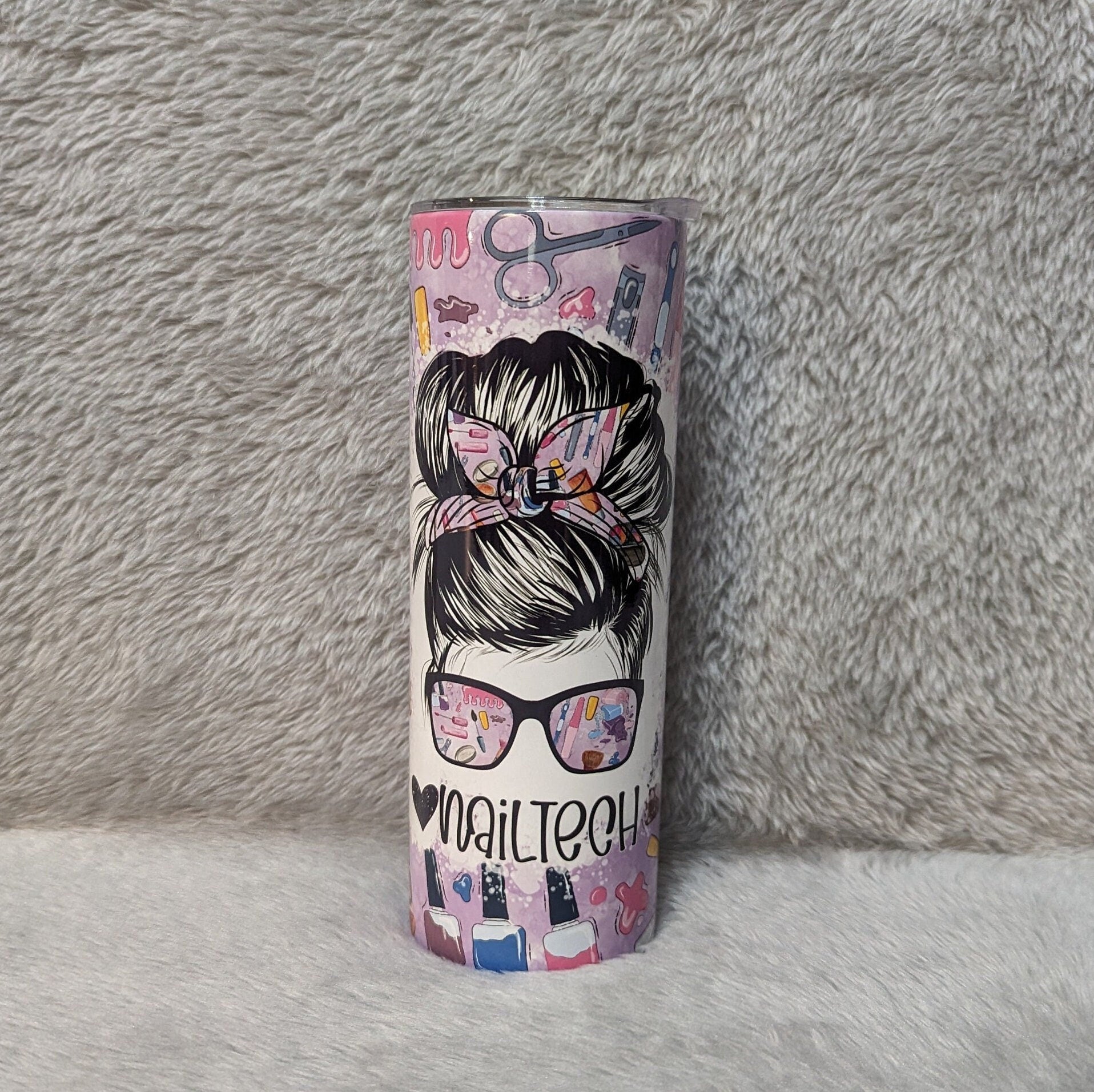 Nail Tech Tumbler 20oz With Reusable Straw, Can Be Personalized