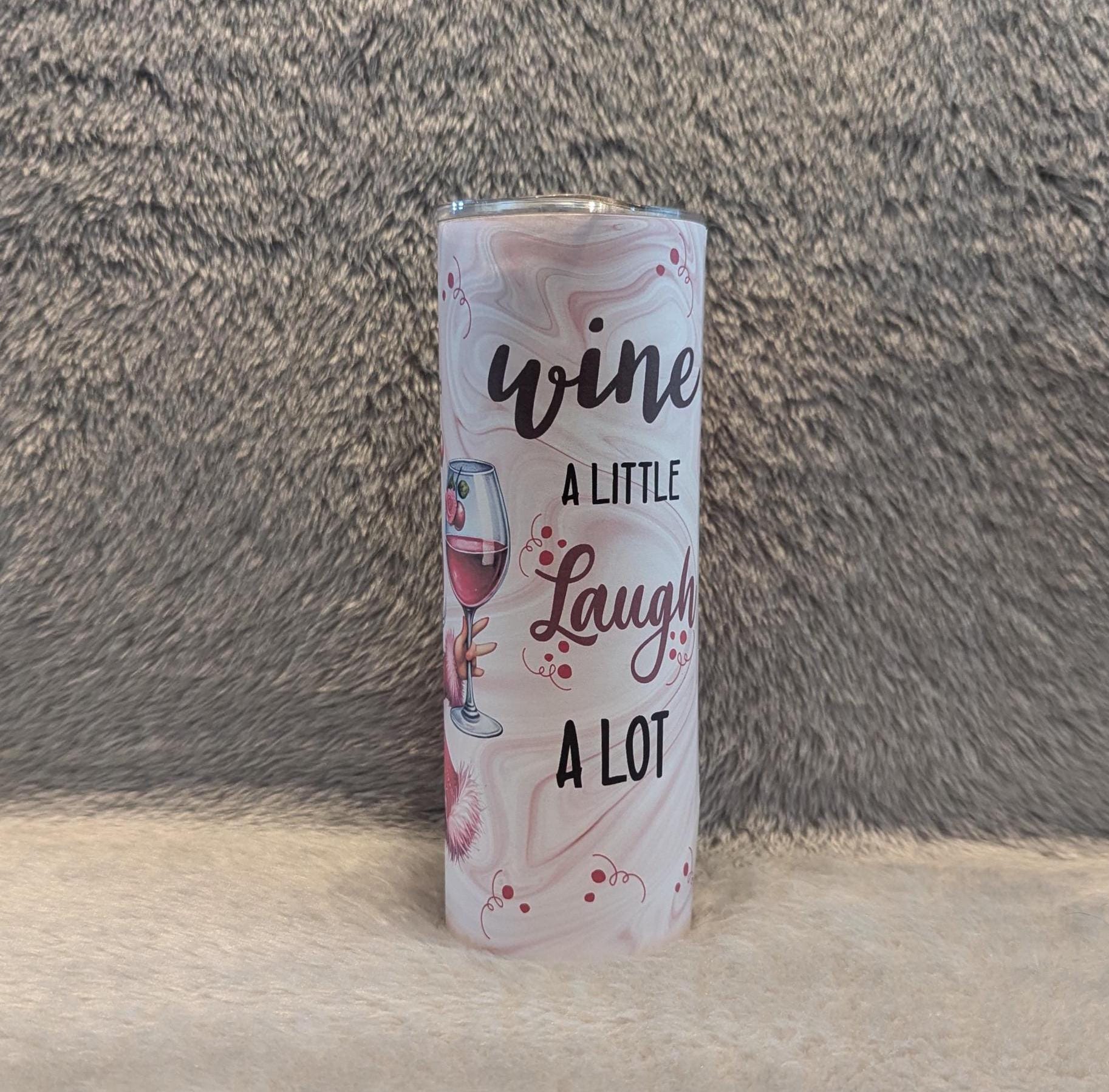 Wine Girl Gnome Tumbler 20oz With Reusable Straw, Can Be Personalized