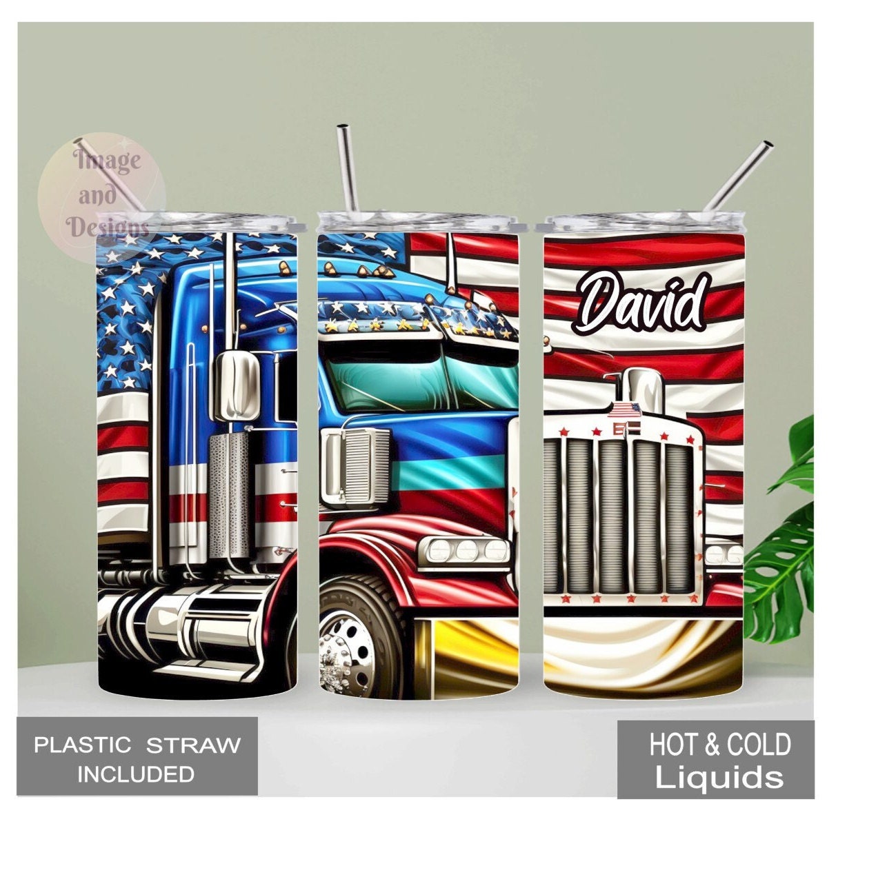 Truck Driver Tumbler 20oz With Reusable Straw, Can Be Personalized