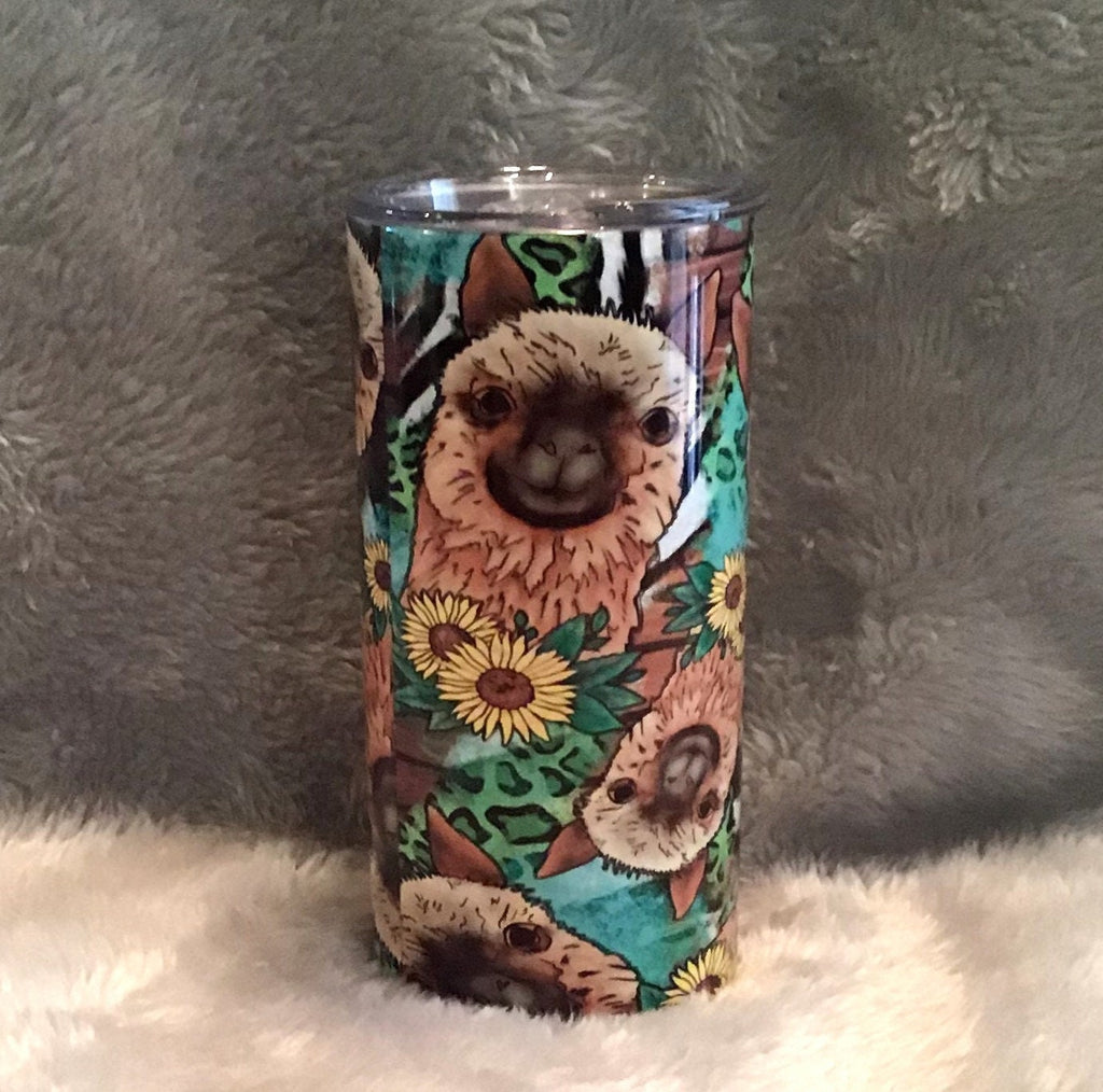 Llama Tumbler 15oz With Reusable Straw, Can Be Personalized