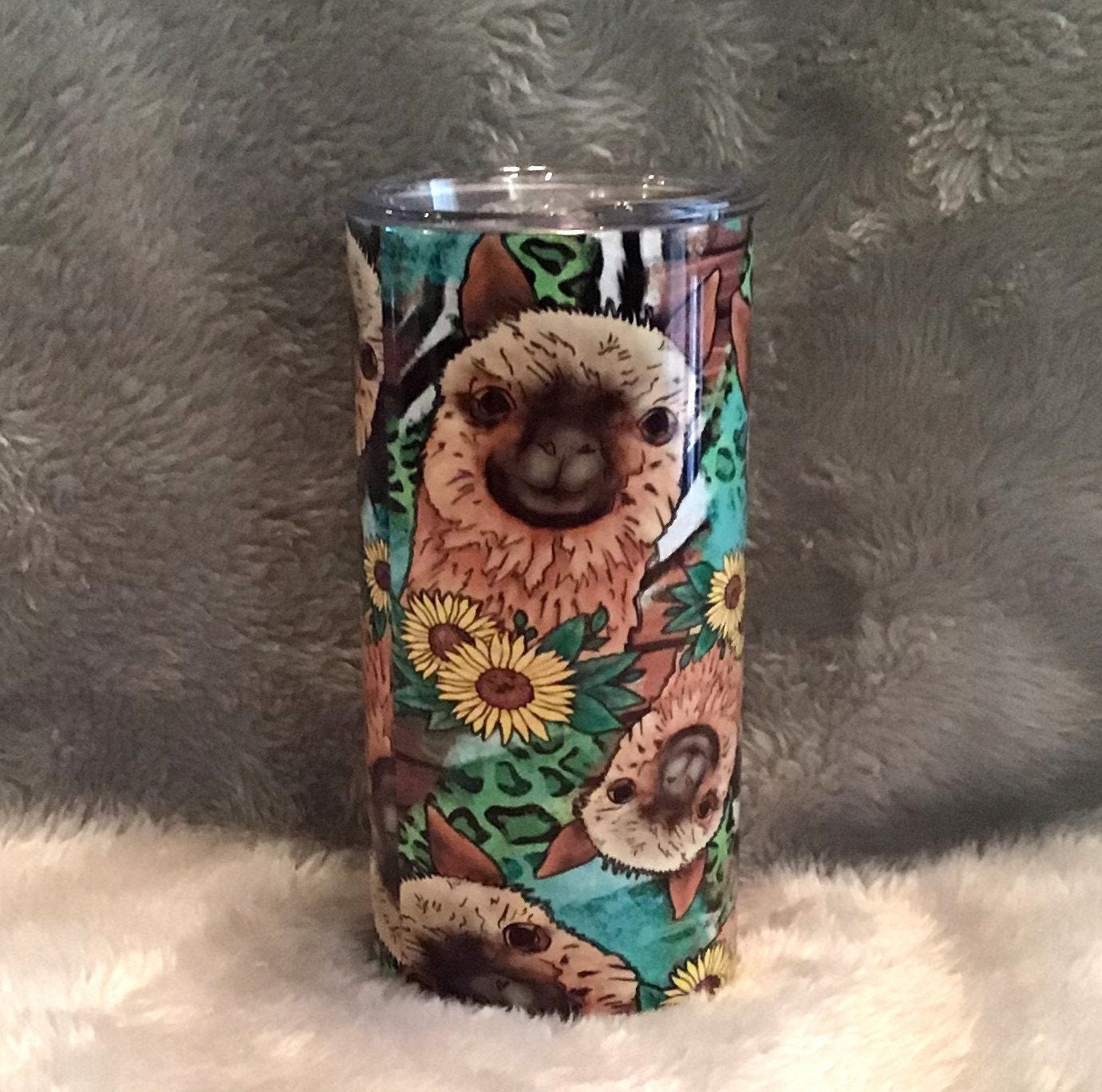 Llama Tumbler 15oz With Reusable Straw, Can Be Personalized