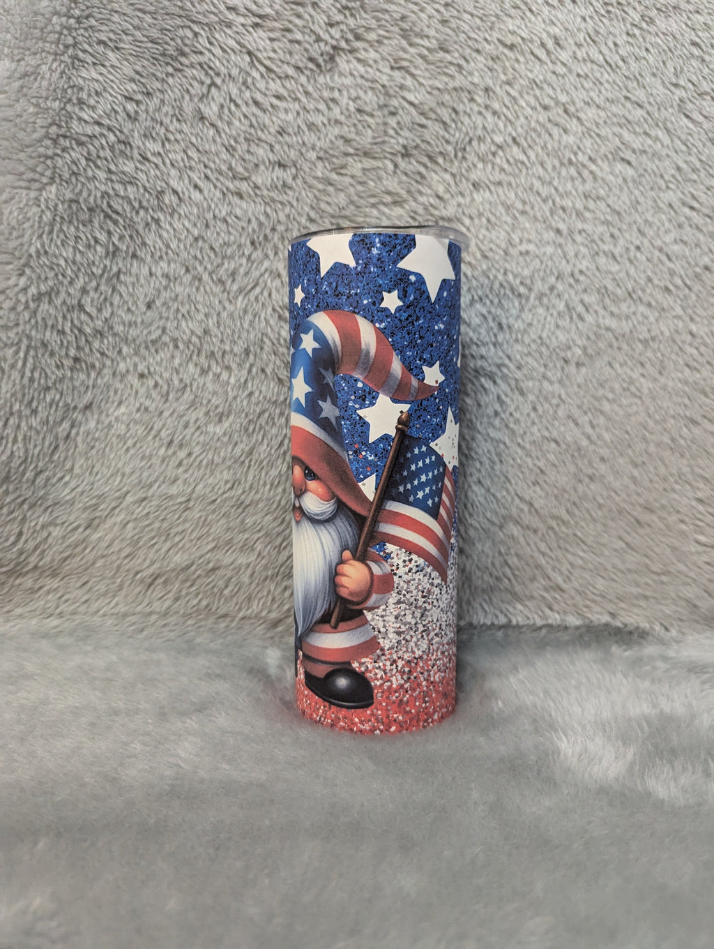 Patriotic Gnome Tumbler 20oz With Reusable Straw, Can Be Personalized