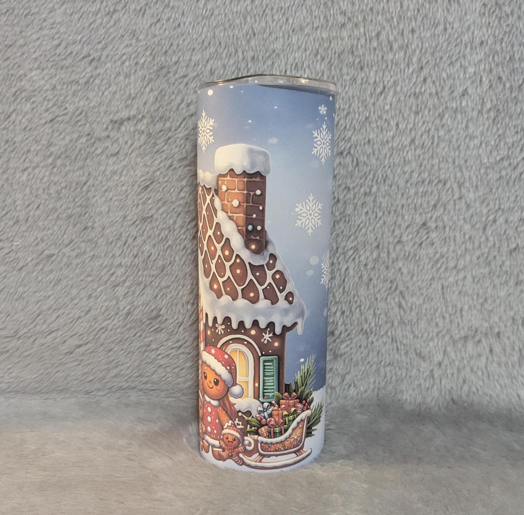 Gingerbread Family Tumbler 20oz With Reusable Straw, Can Be Personalized