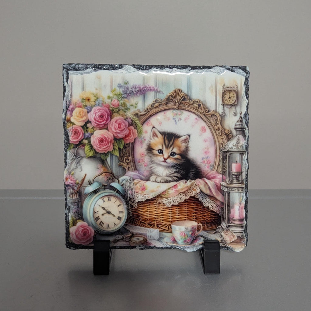 Slate Kitten Picture with Display Legs