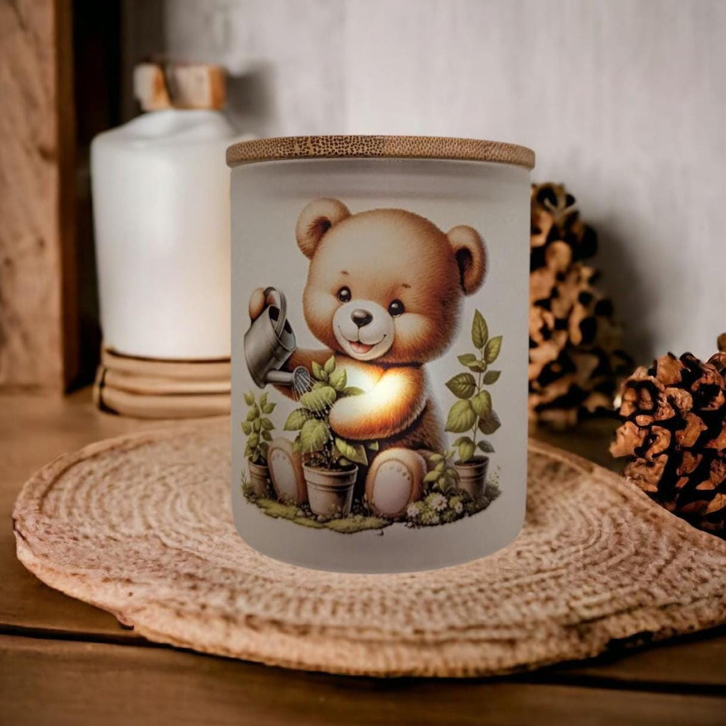 Teddy Bear Candle Holder With A Battery Operated Flickering Tea Light