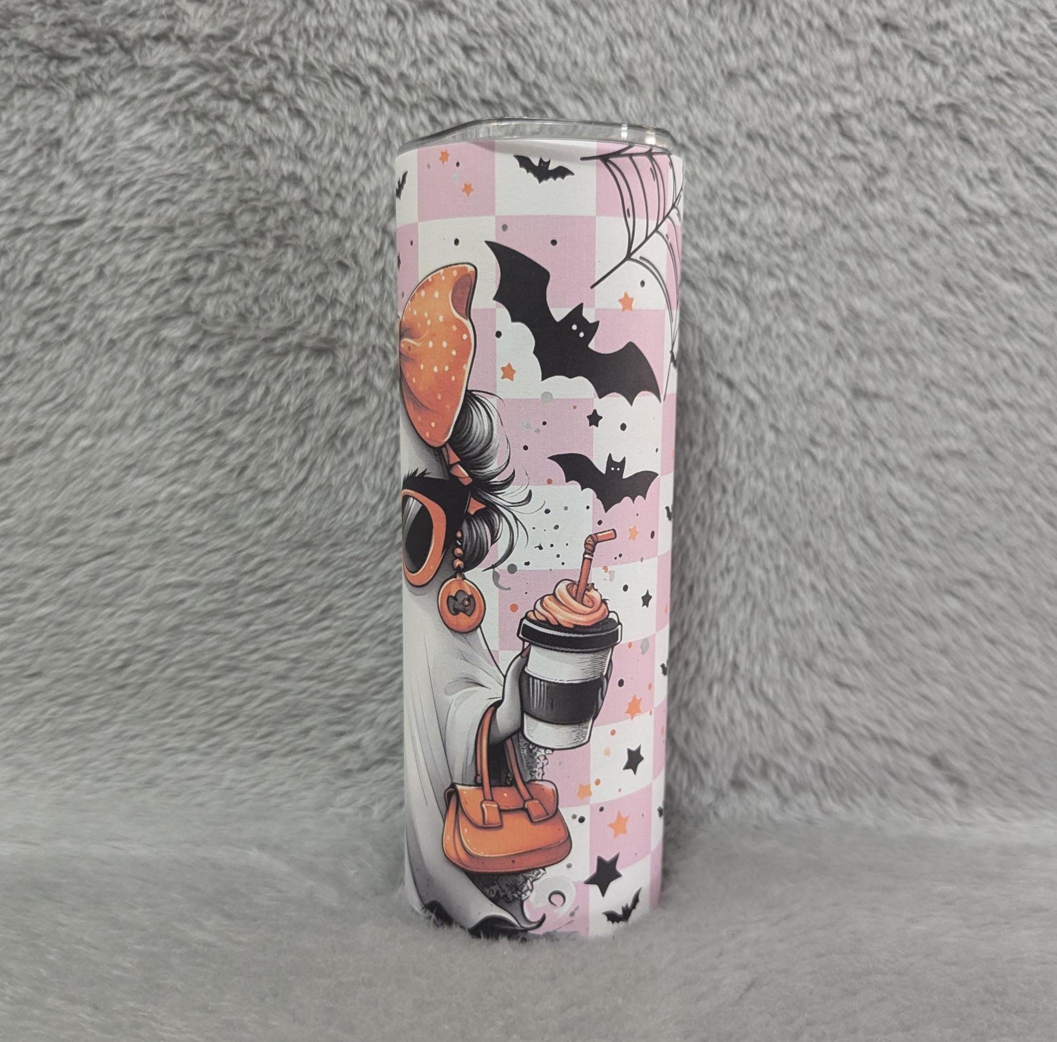 Cute Ghost Tumbler 20oz With Reusable Straw, Can Be Personalized