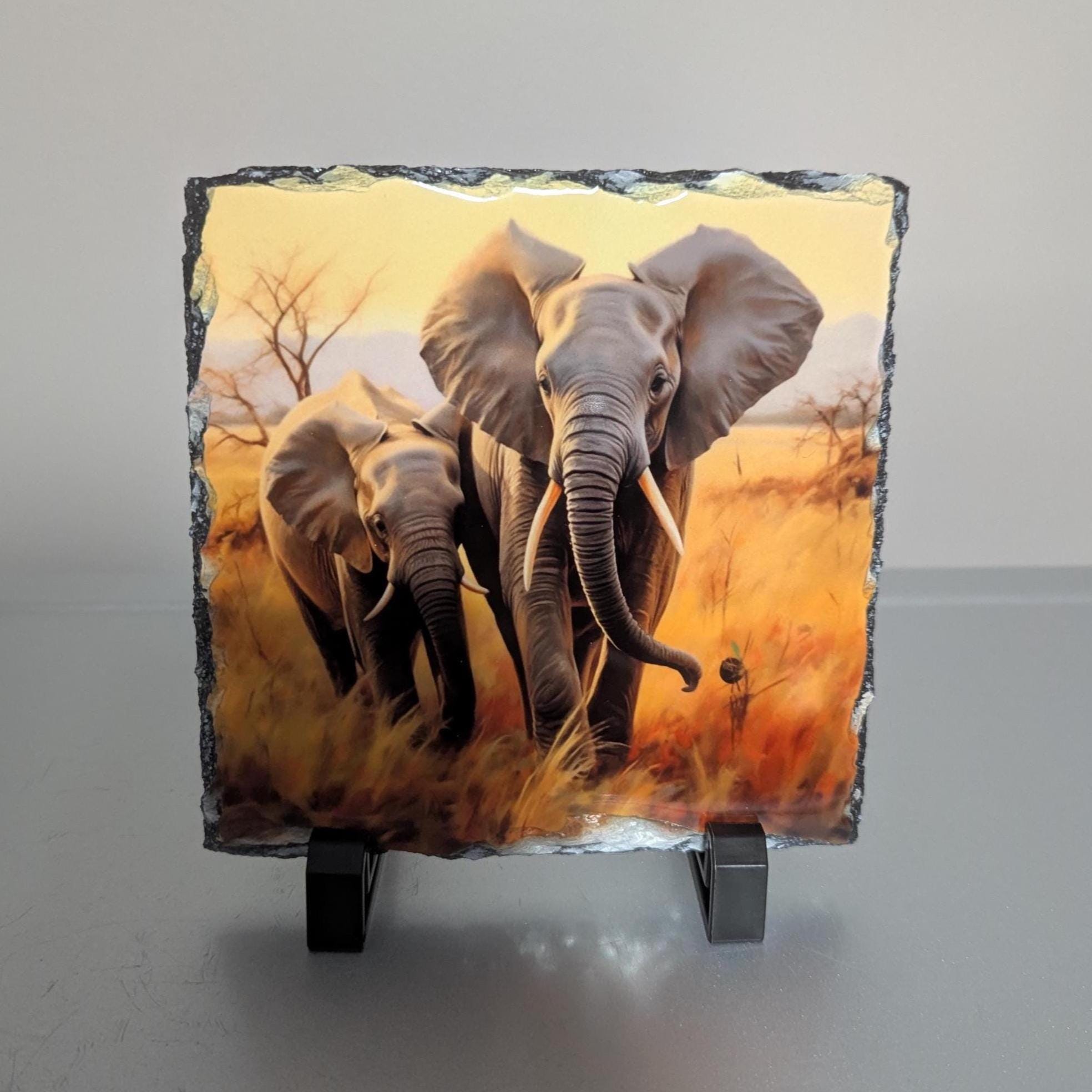 Slate Elephant Picture With Display Legs
