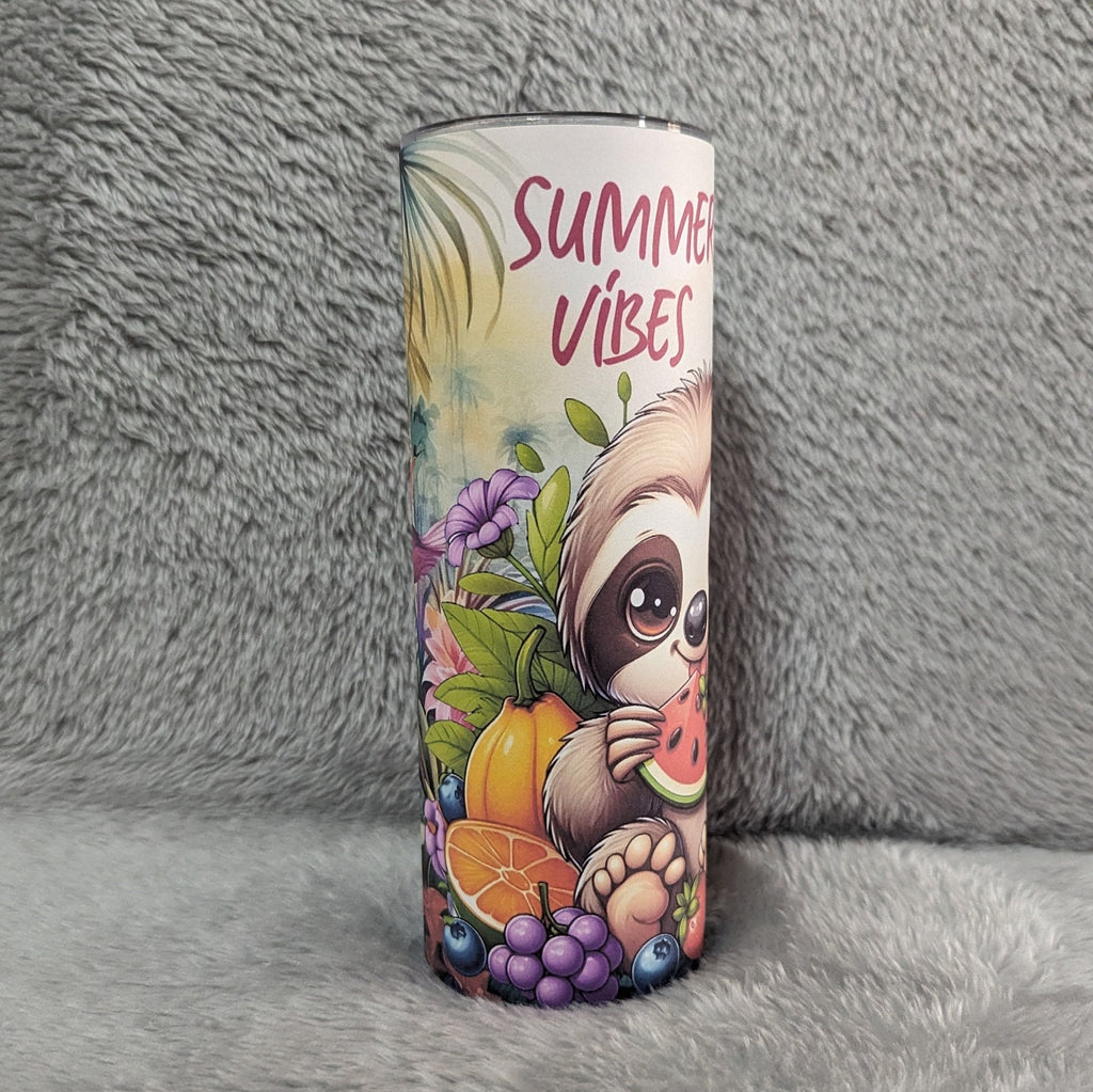 Summer Vibes Sloth Tumbler 20oz With Reusable Straw