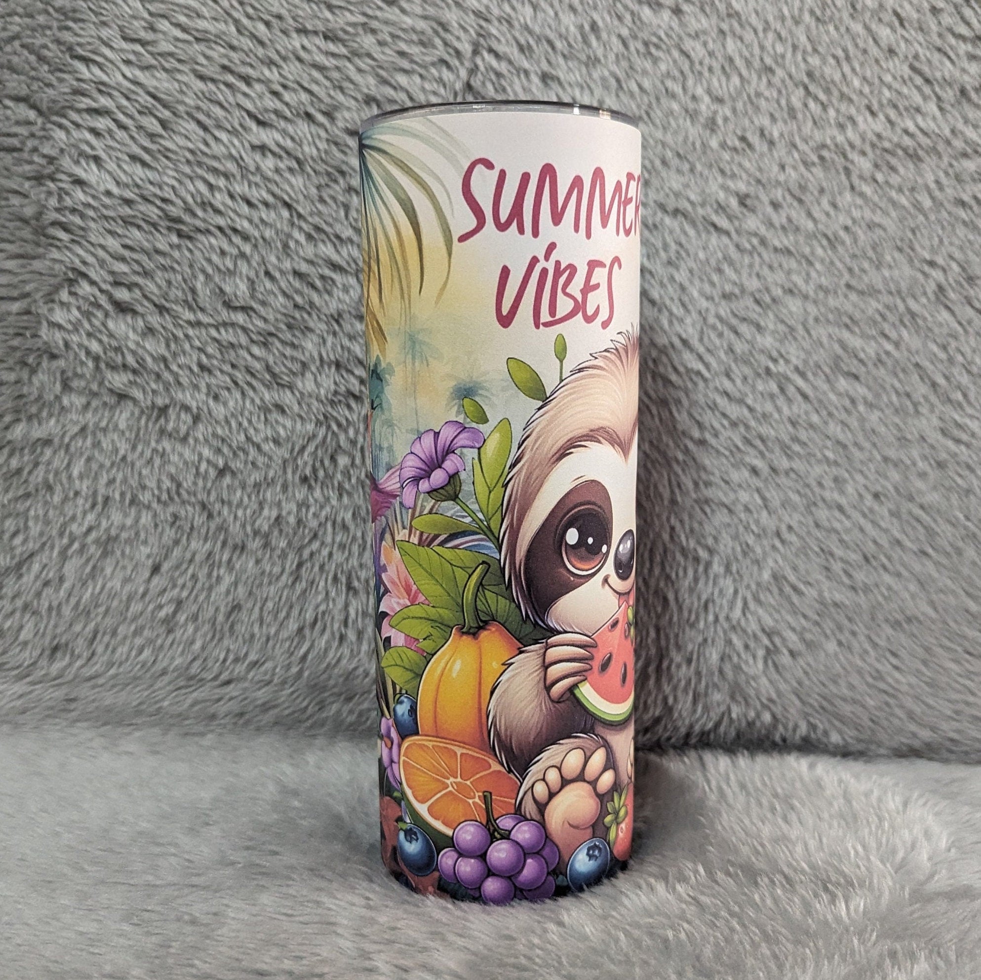Summer Vibes Sloth Tumbler 20oz With Reusable Straw