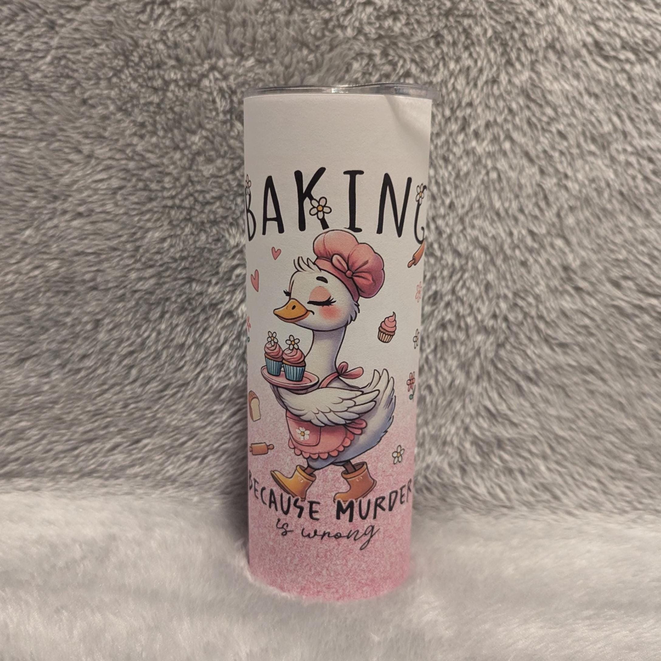 Cute Baking Goose Tumbler 20oz With Reusable Straw, Can Be Personalized