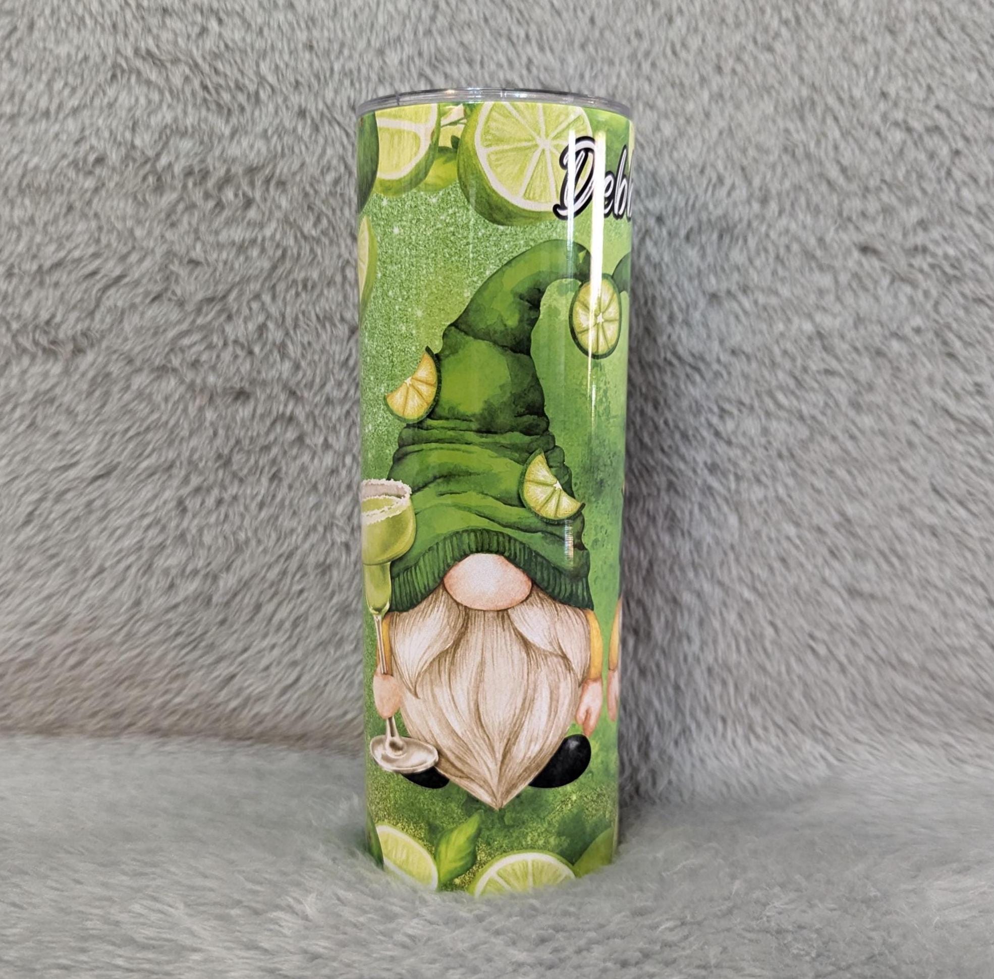 Margarita Gnome Tumbler 20oz With Reusable Straw, Can Be Personalized