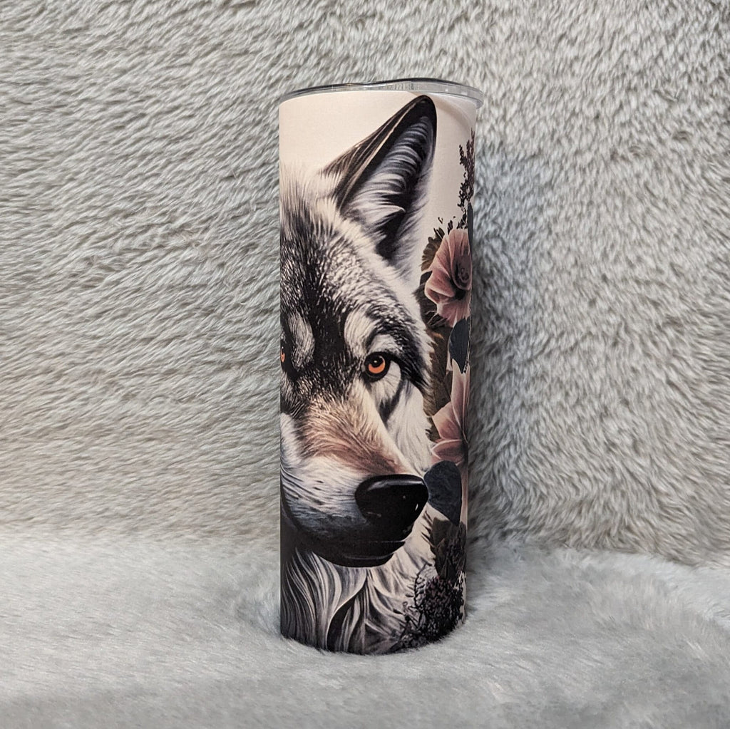 Beautiful Wolf Tumbler 20oz With Reusable Straw, Can Be Personalized