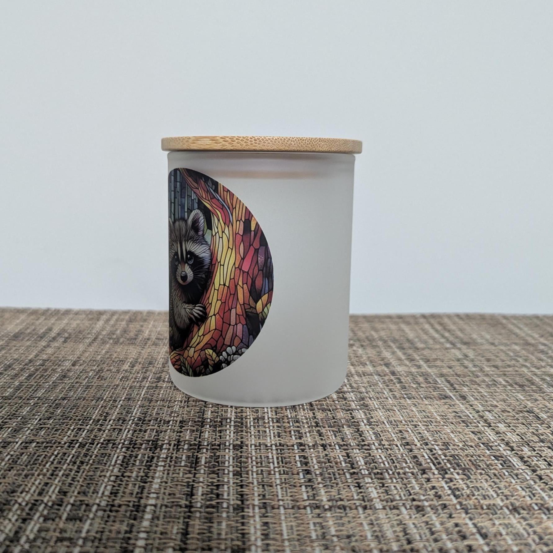 Cute Raccoon Candle Holder With A Battery Operated Flickering Tea Light
