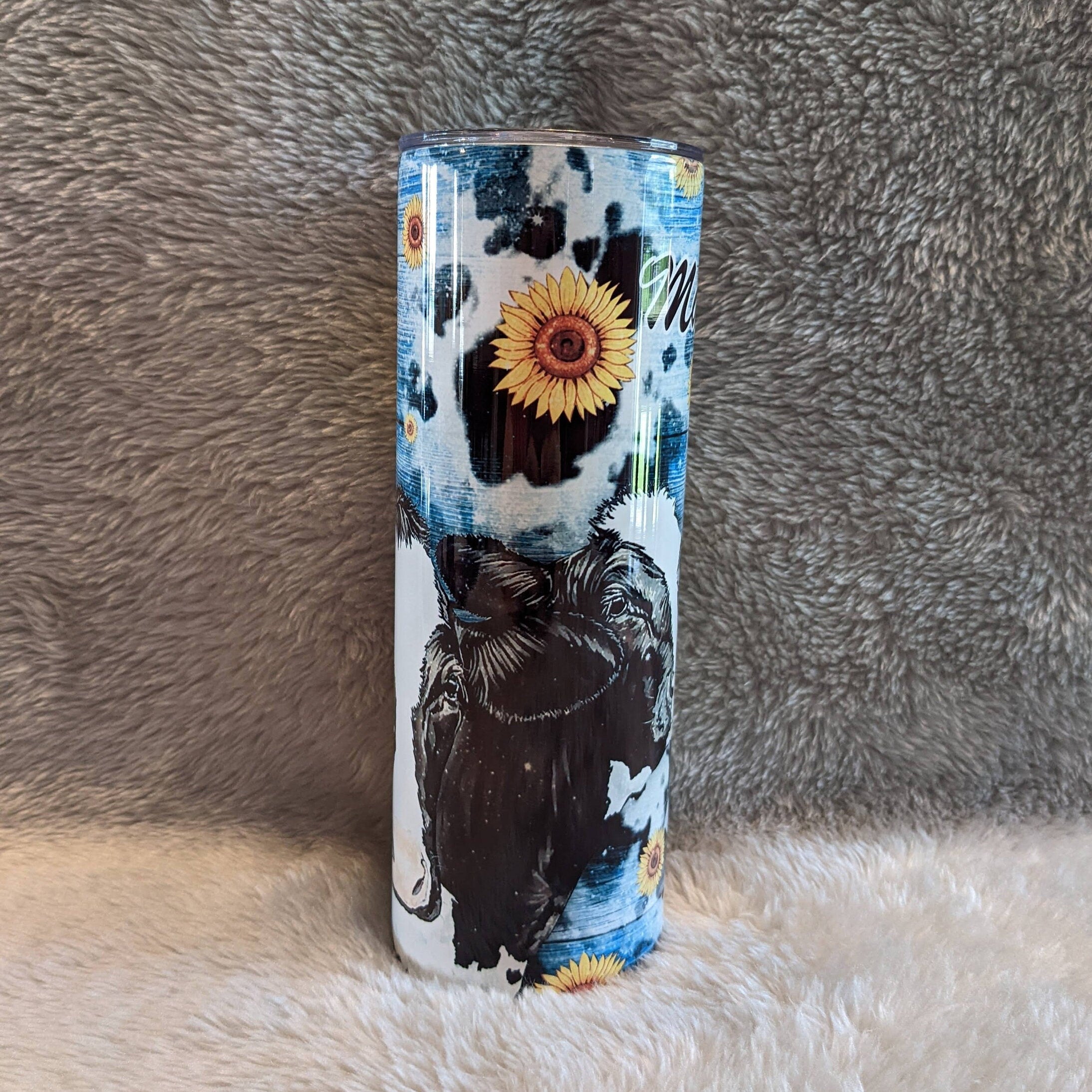 Cow Tumbler 20oz With Reusable Straw, Can Be Personalized