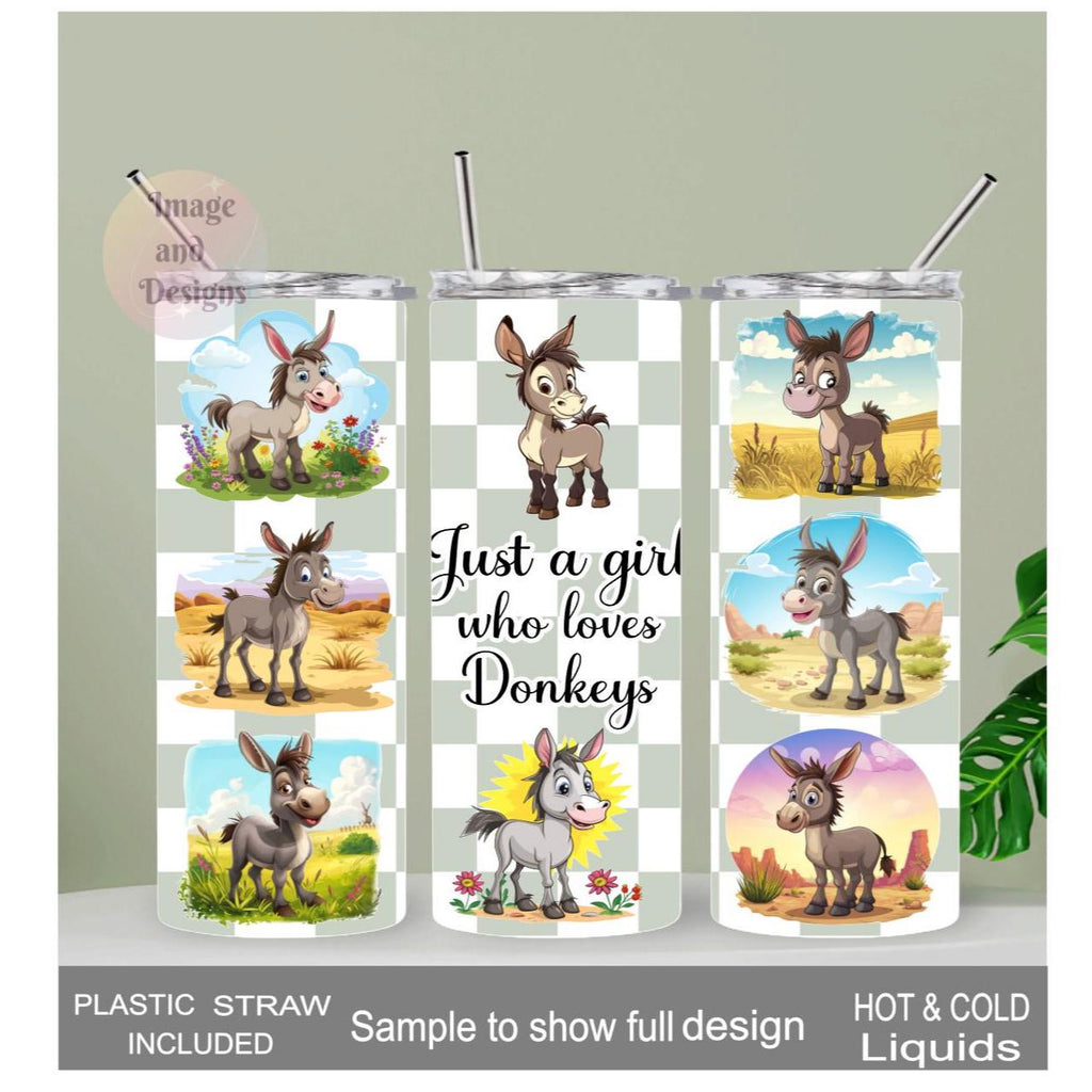 Juat A Girl Who Loves Donkeys Tumbler 20oz With Reusable Straw